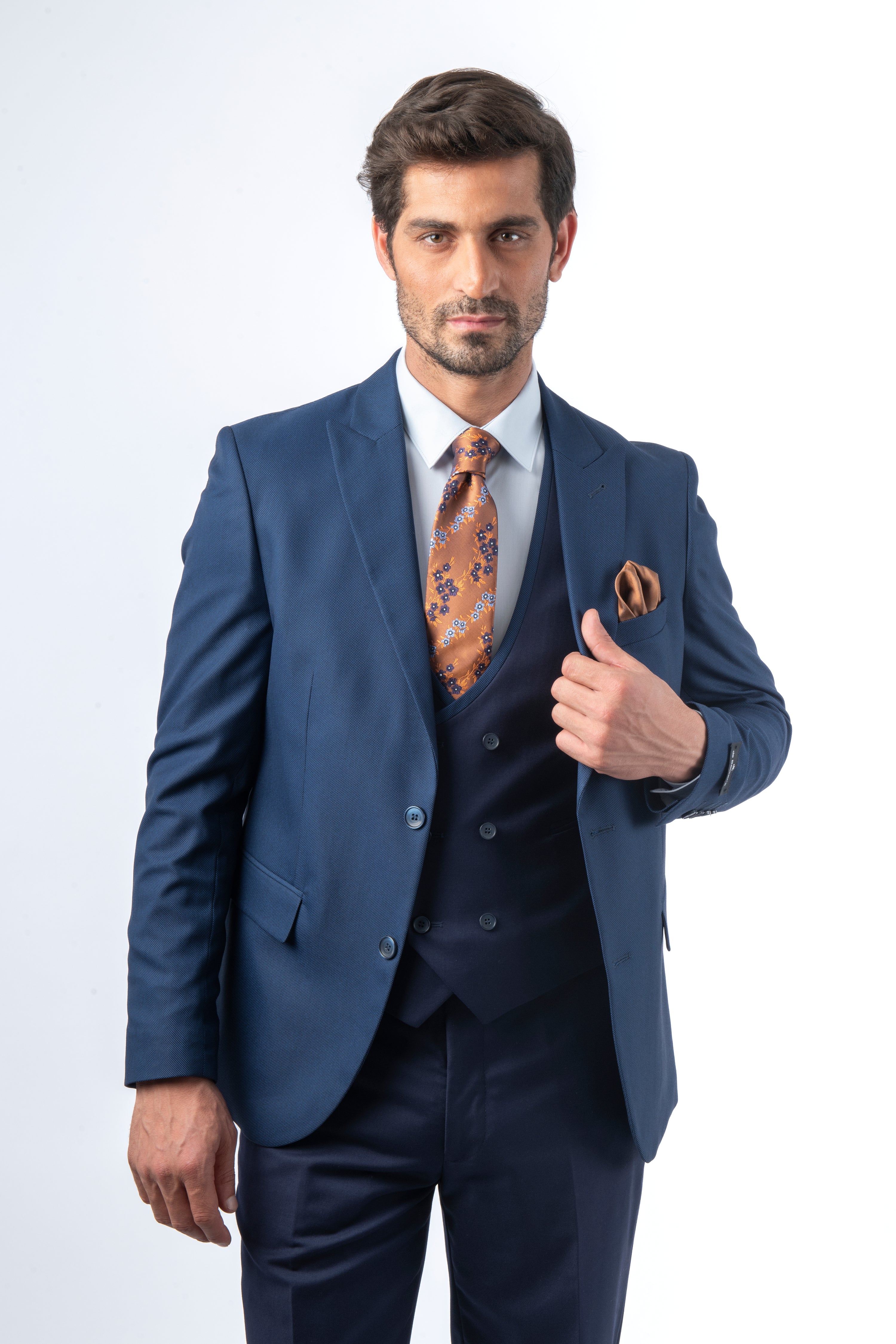 Hopsack Campbell Slim Delft Blue Suit