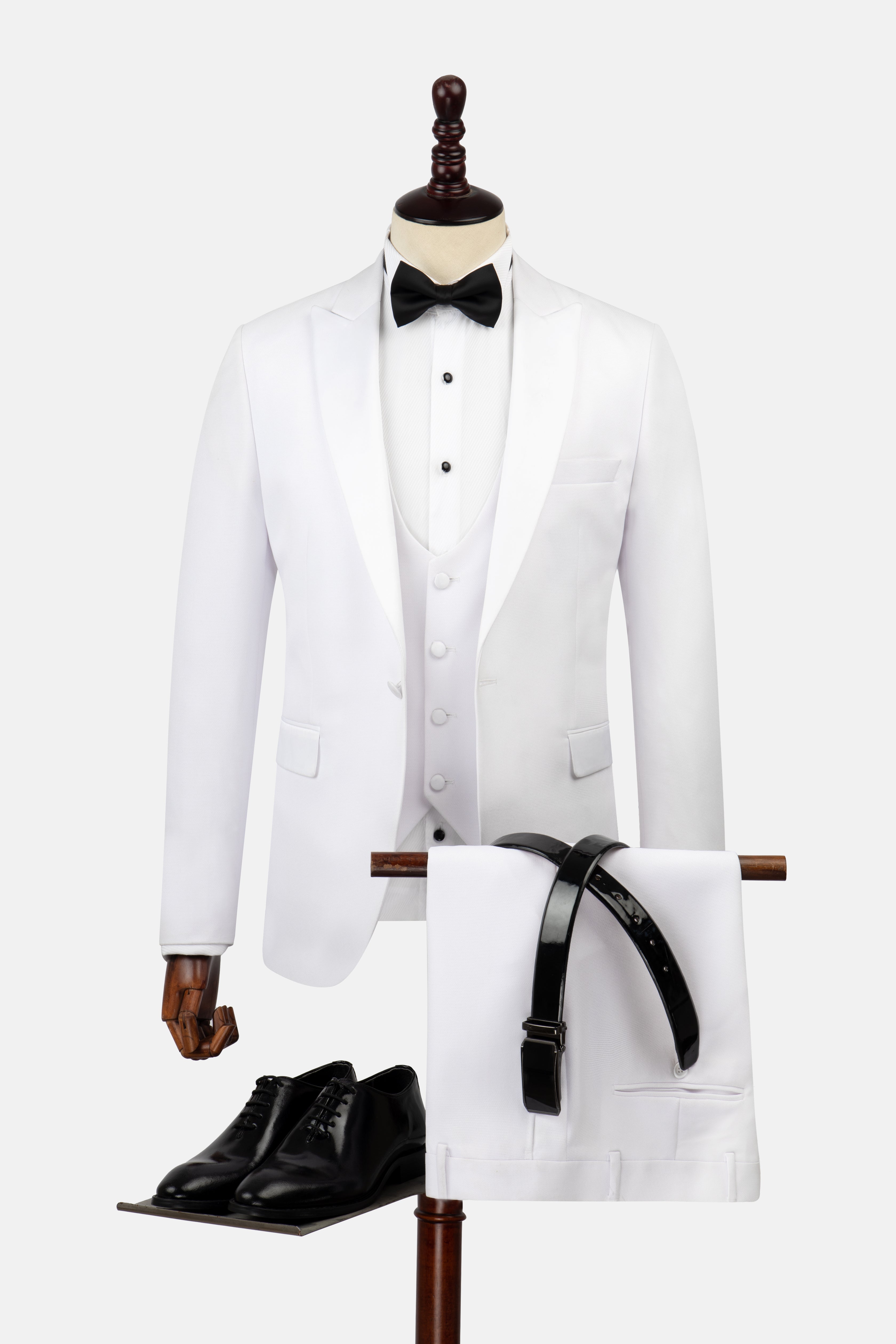 Pique Lapel White Tuxedo - 1