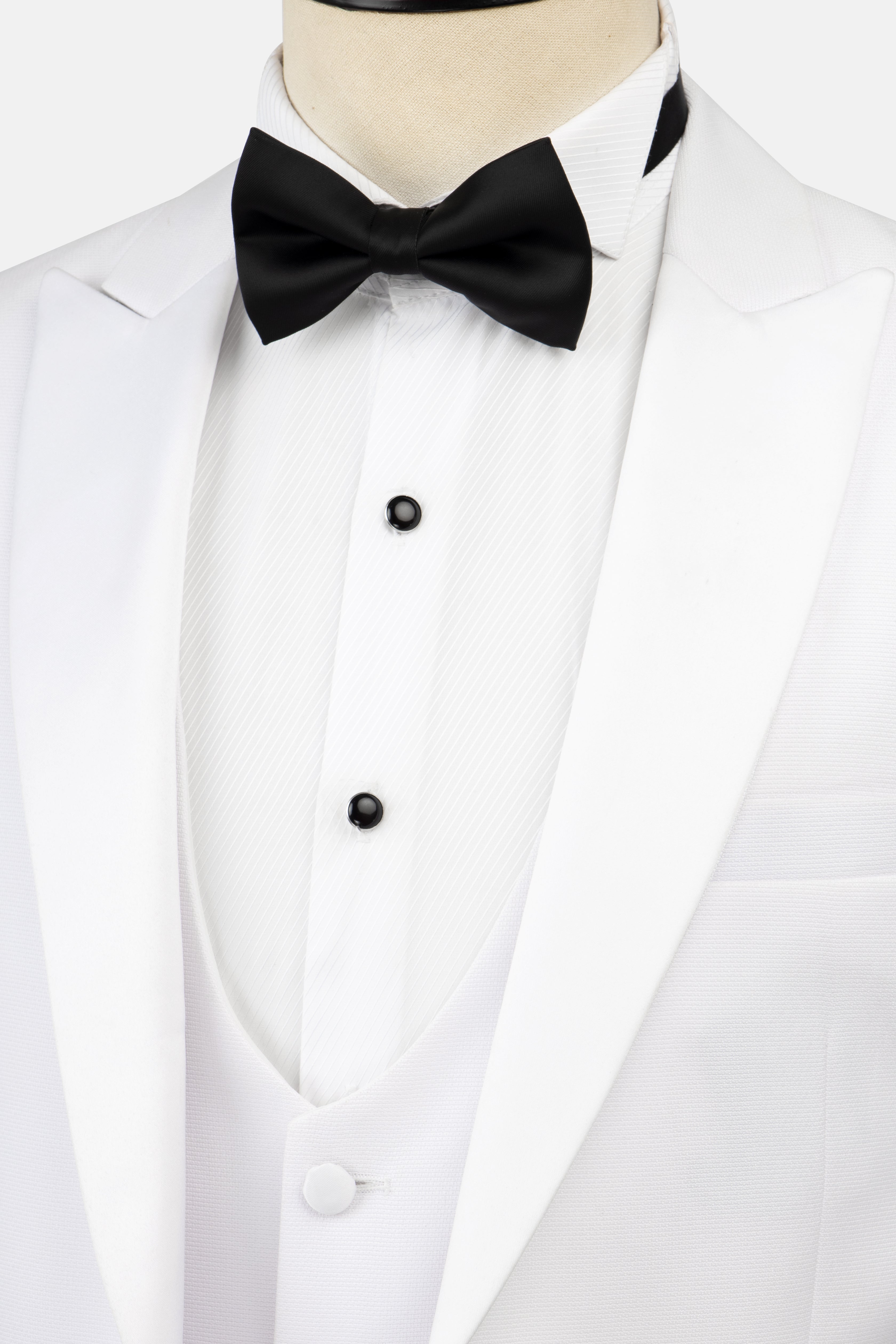 Pique Lapel White Tuxedo - 2