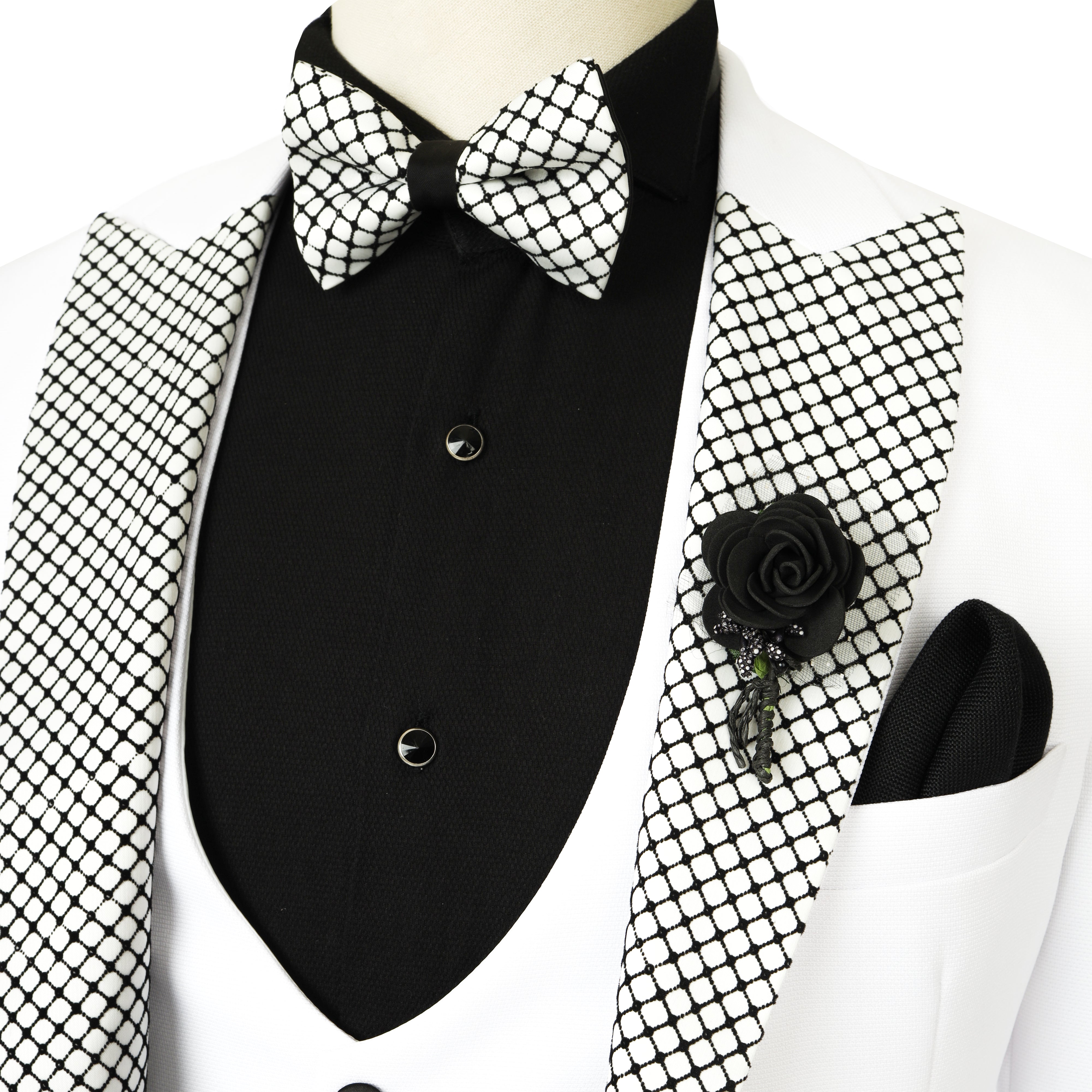 Slim Peaked Lapel White Tuxedo