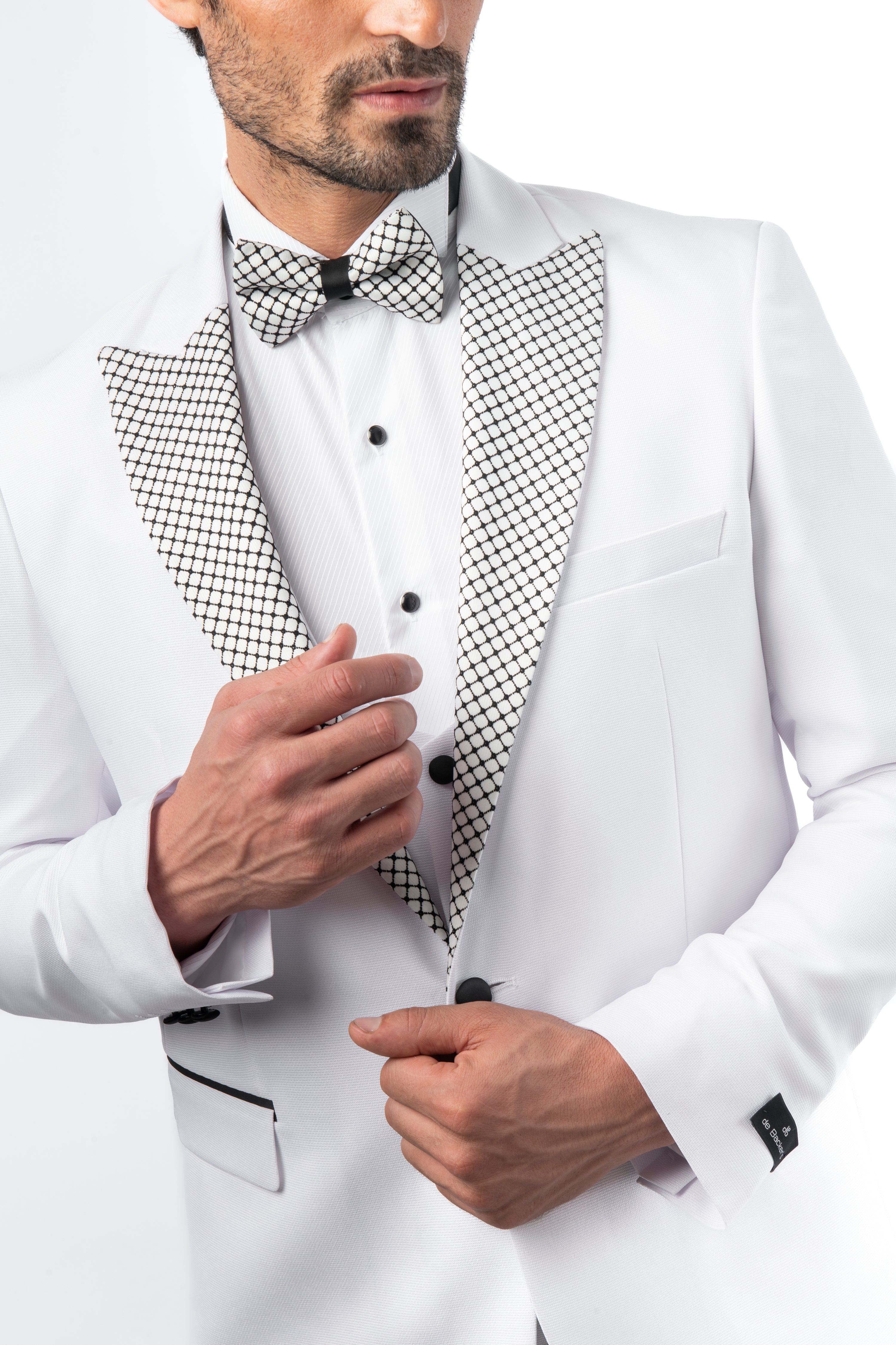 Slim Peaked Lapel White Tuxedo