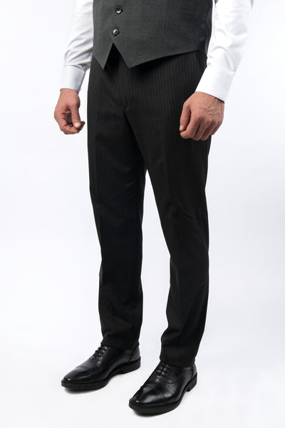Striped Slim Single Breasted Single Vent Black Formal Suite