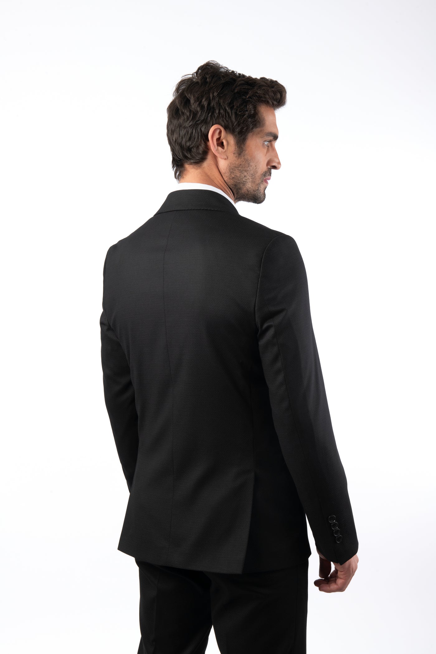 Jacquard Single Breasted Double Vent Black Formal Suite