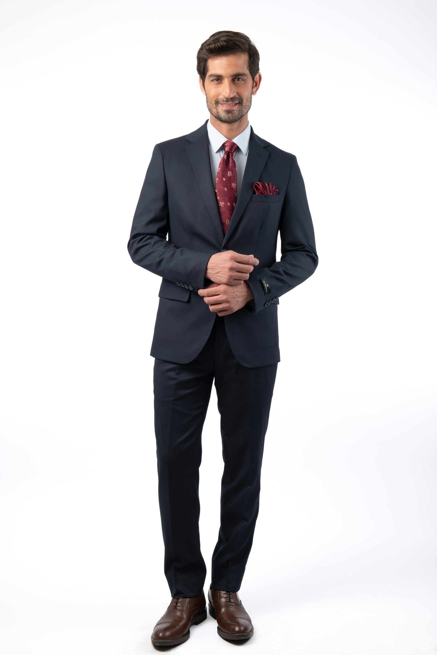 Jaquard  Single Breasted Double Vent Dark Navy Suite