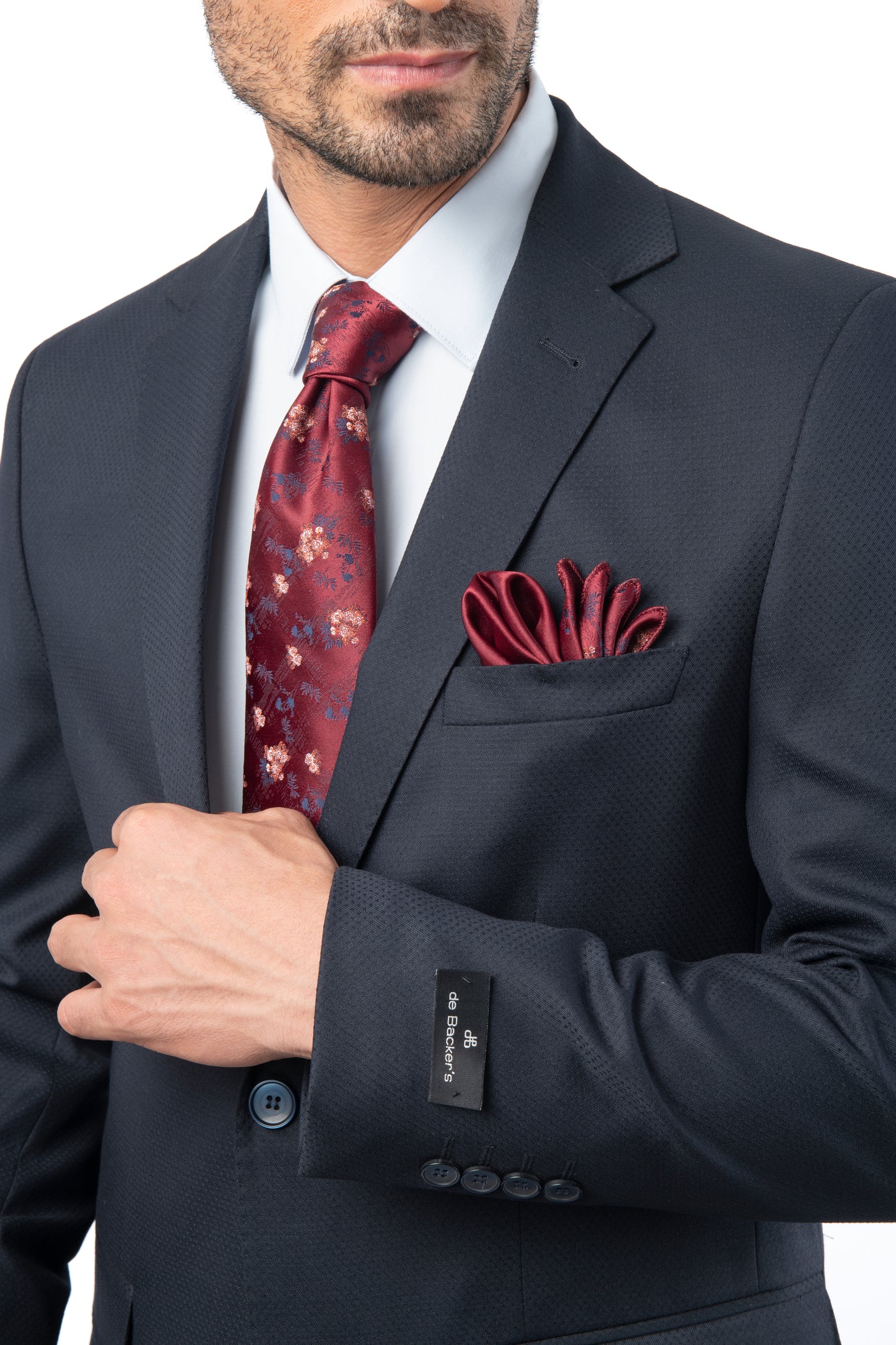 Jaquard  Single Breasted Double Vent Dark Navy Suite