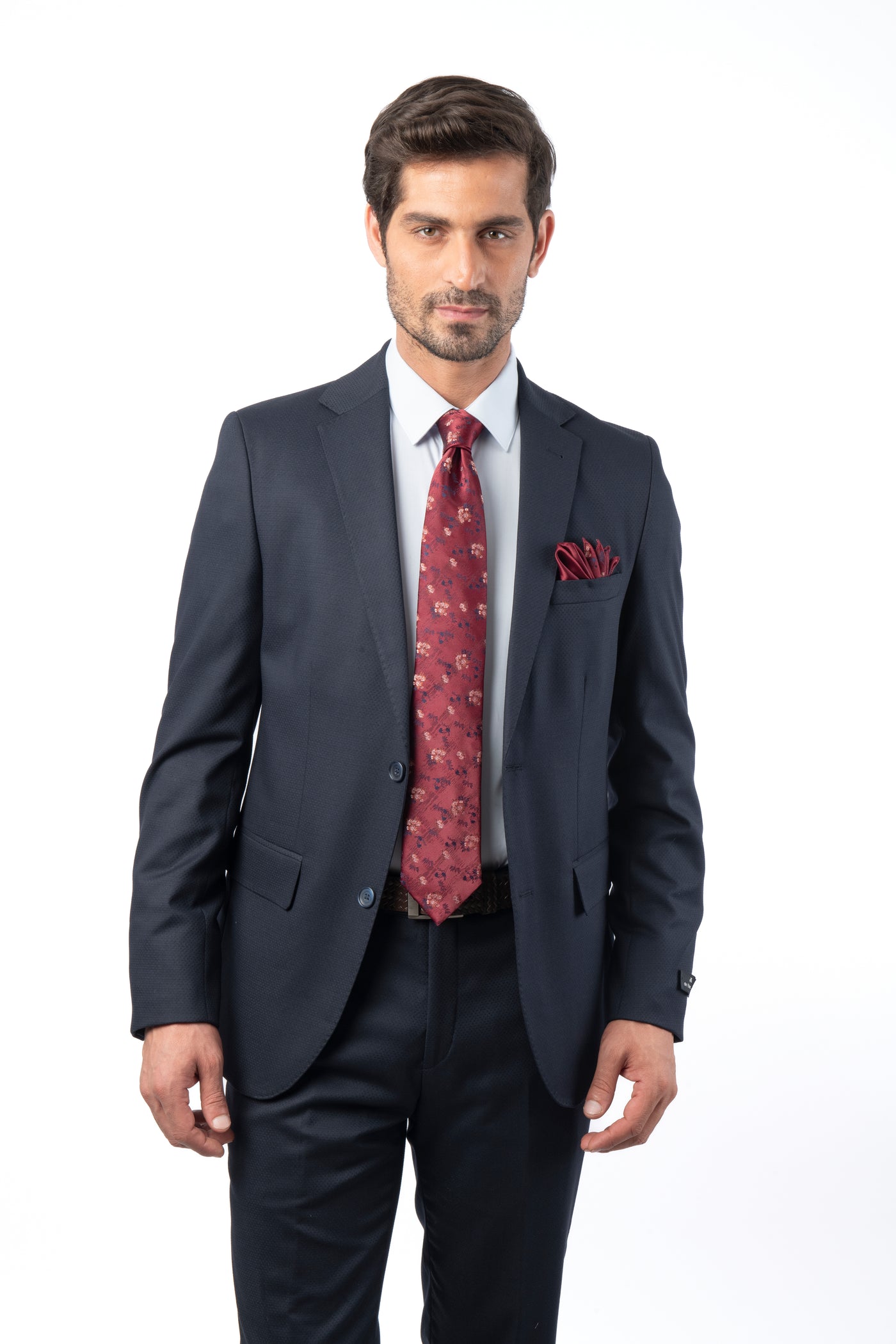 Jaquard  Single Breasted Double Vent Dark Navy Suite