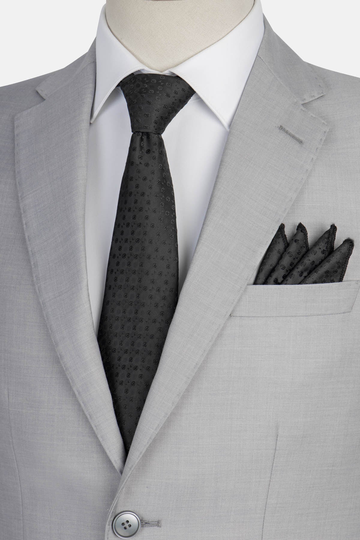 Twill Patterned Light-Gray Bamboo Suite - 5