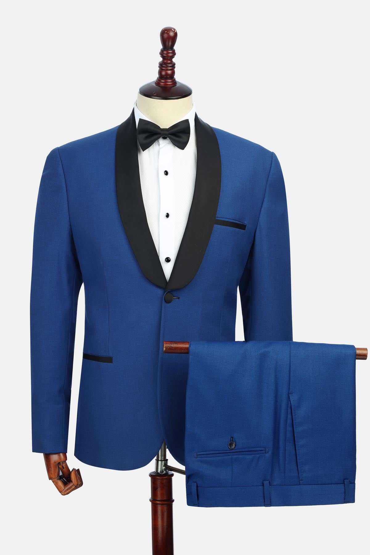 Solid Shawl Lapel Blue Tuxedo