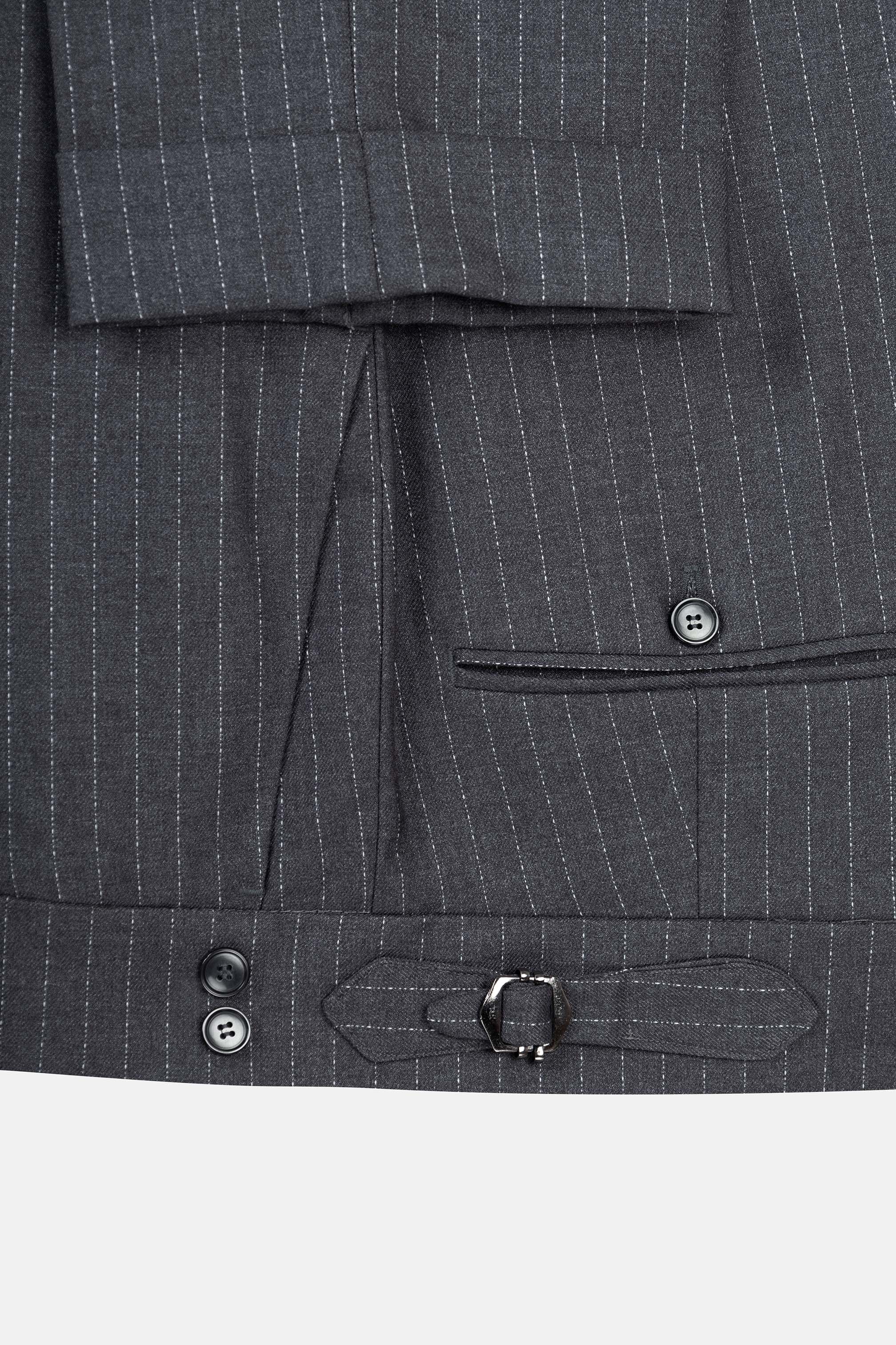 Striped Double Breasted Dark Gray Suite