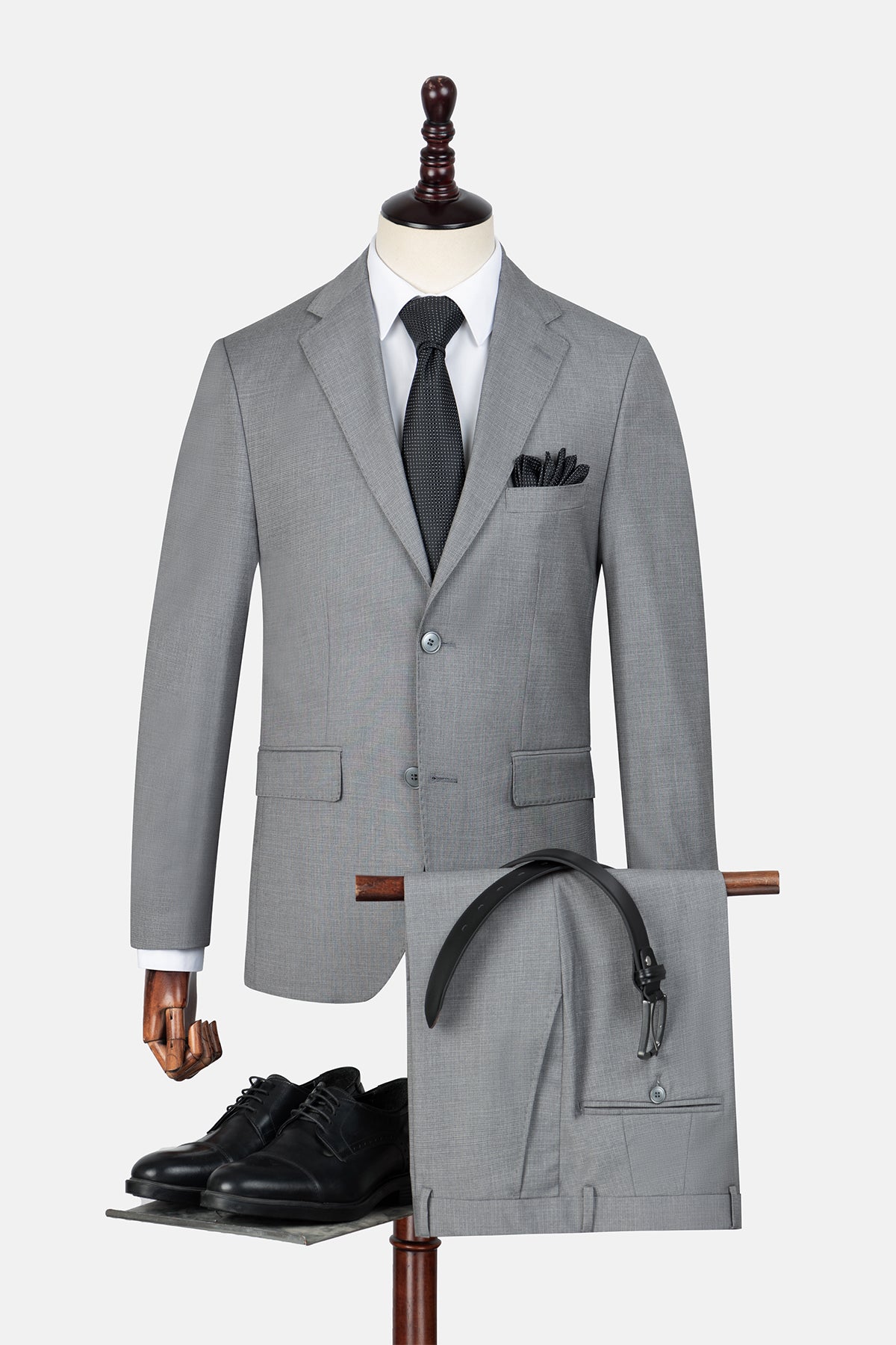 Patterned Light Gray Suit - 1