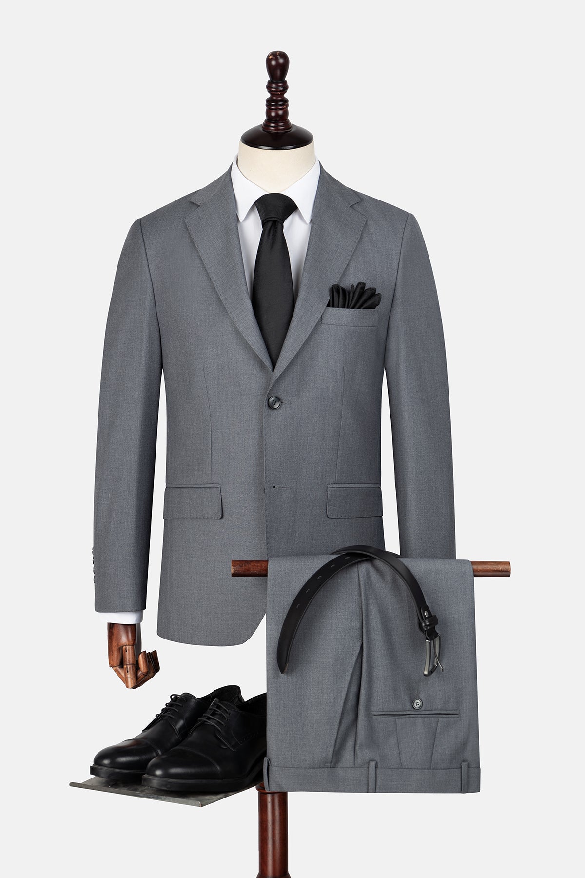 Patterned Dark Gray Suit - 1