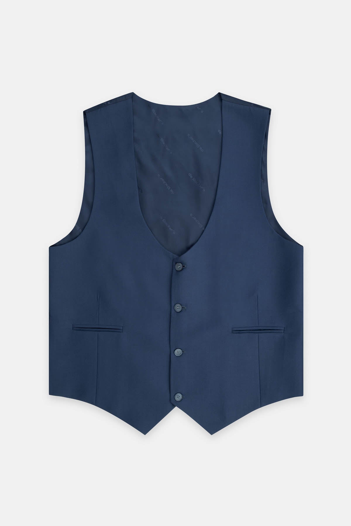 Teal-Blue Twill Single-Breasted Vest