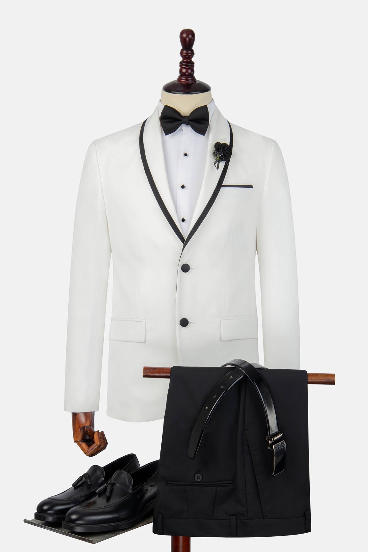 Twill Patterned White Tuxedo