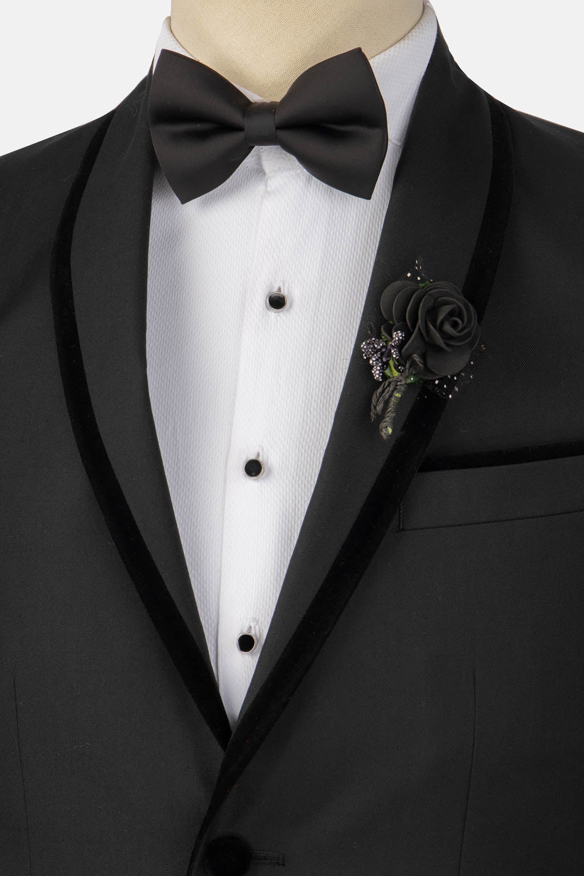 Twill Patterned Black Tuxedo