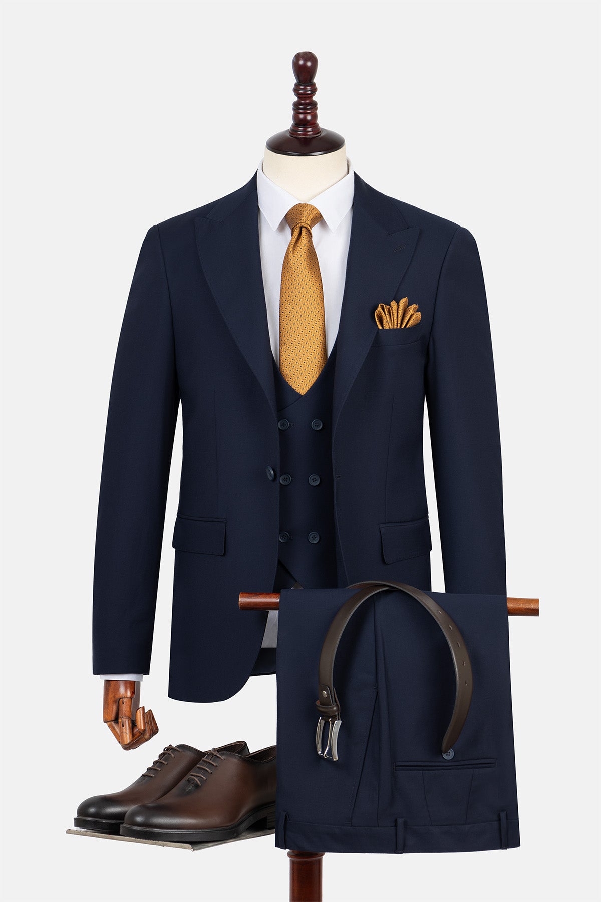 Twill Patterned Navy Suit - 1