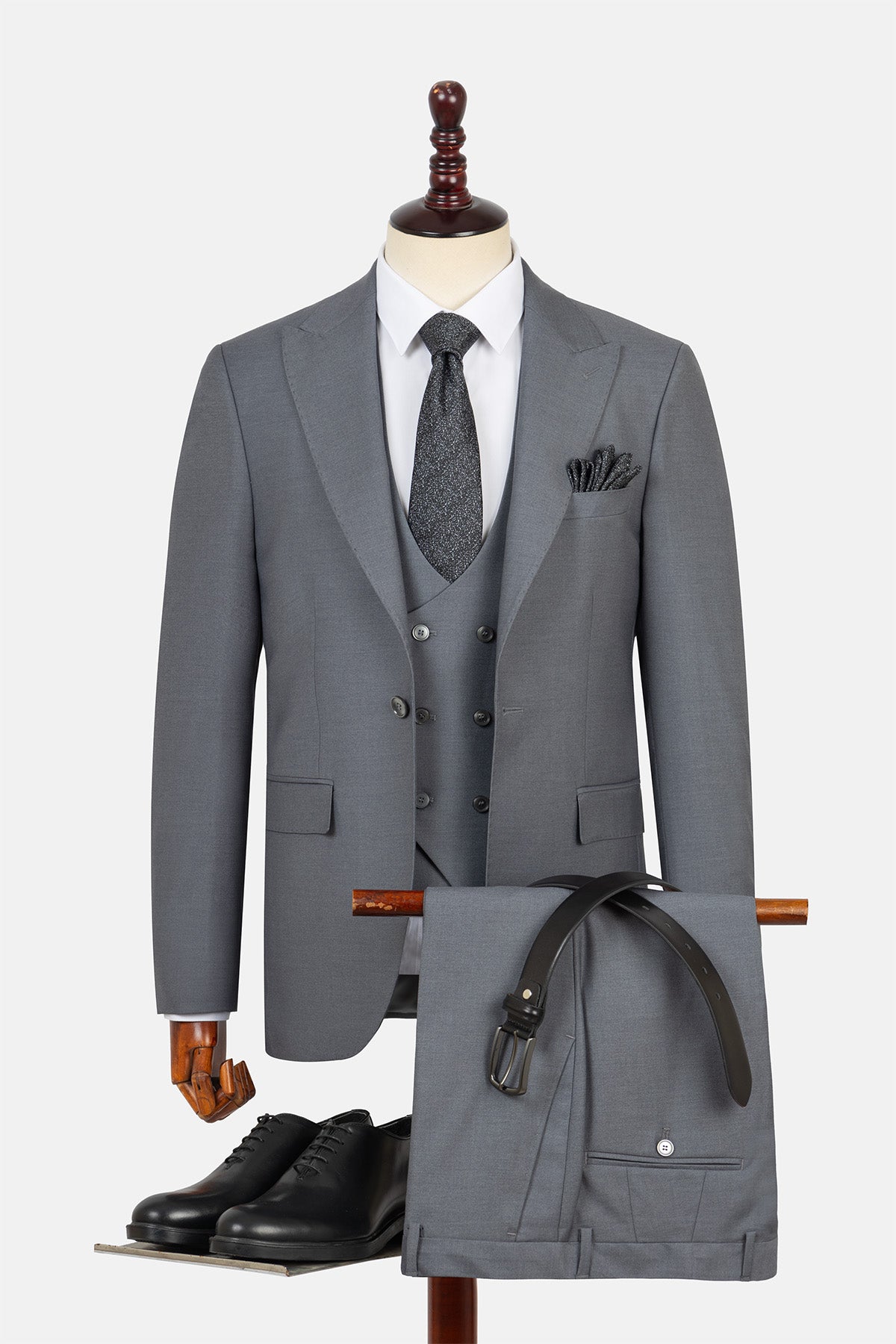 Twill Patterned Gray Suit - 1