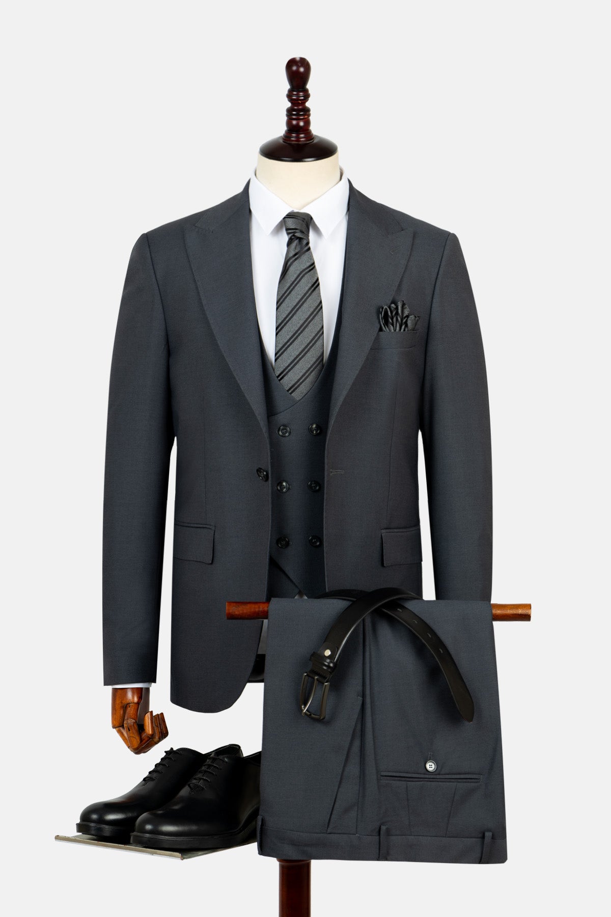 Twill Patterned Dark-Gray Suit - 1