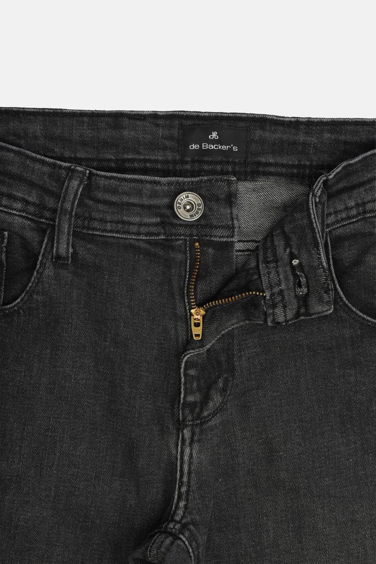 Solid Slim Black Gray Wash Jeans - 2