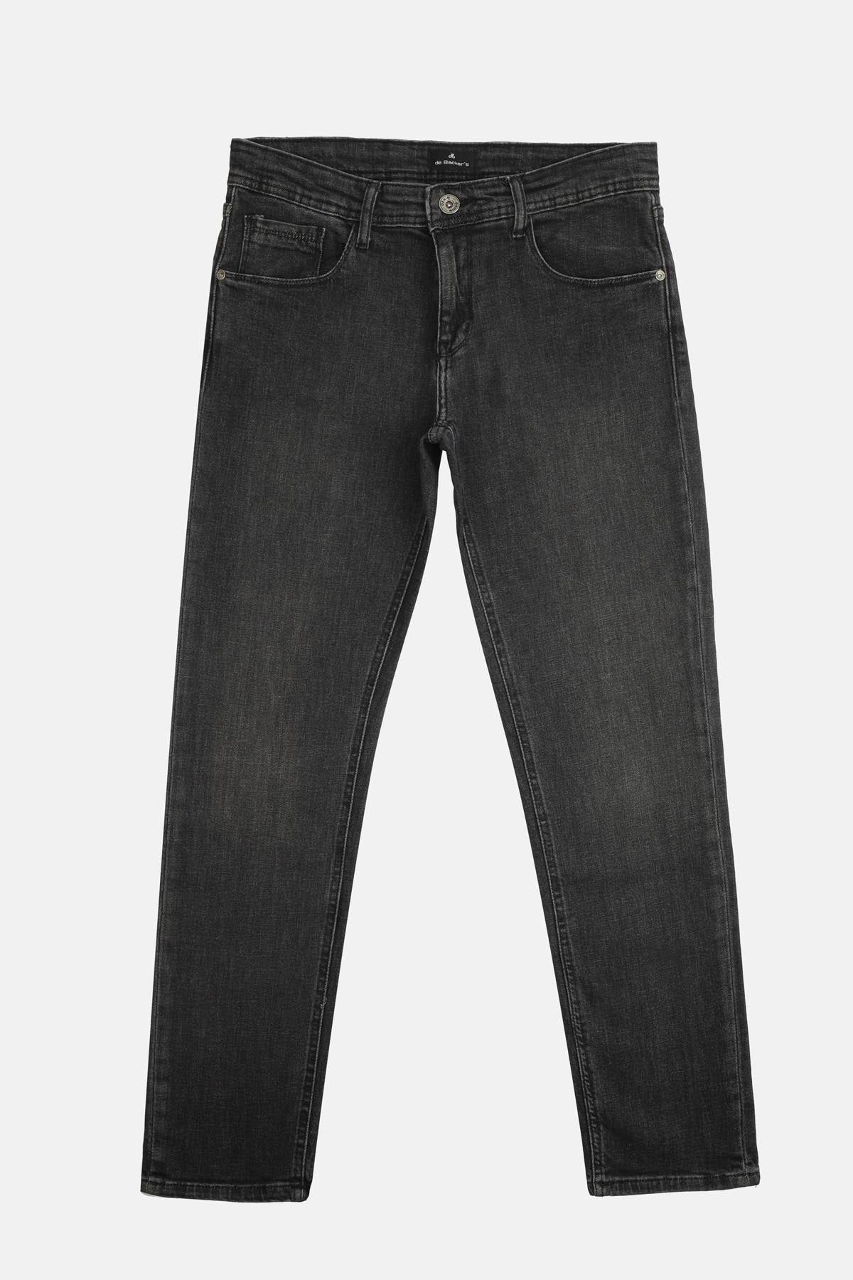 Solid Slim Black Gray Wash Jeans - 1