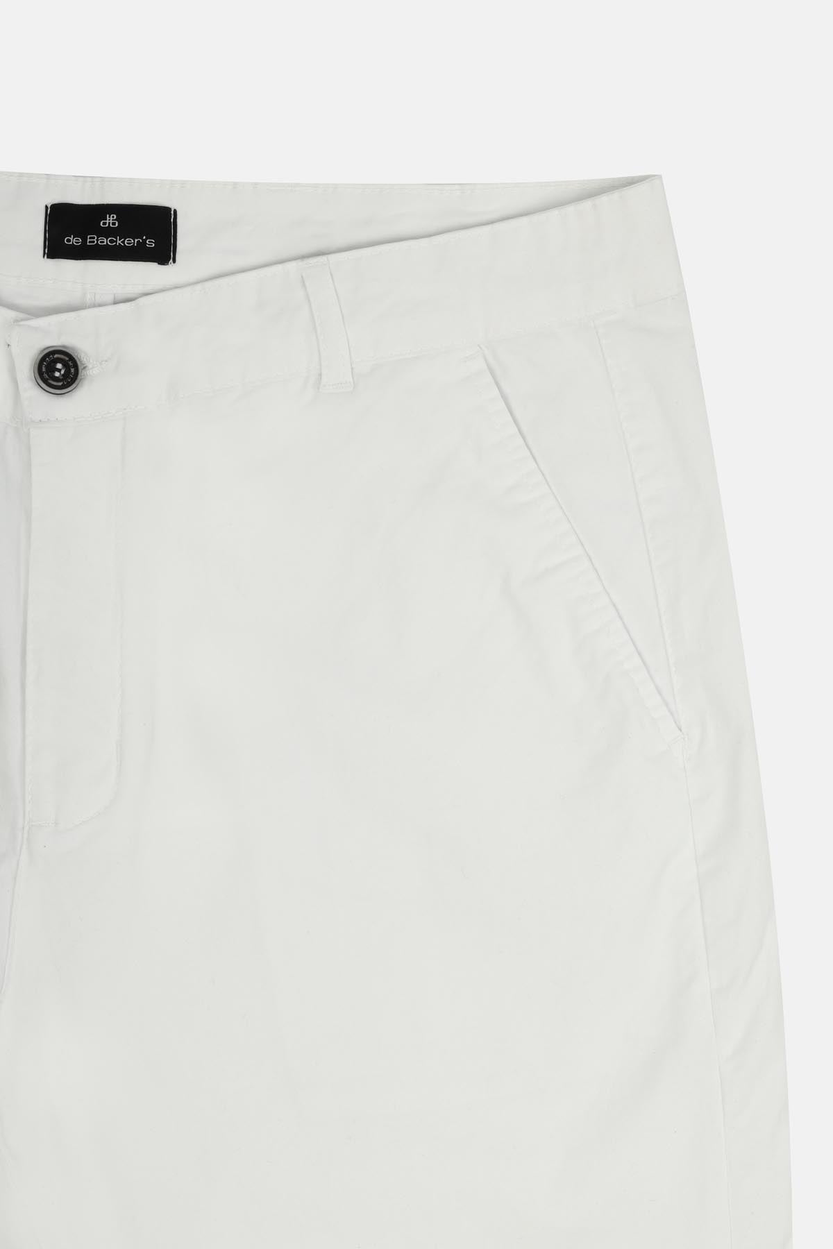 Chino Twill Cotton & Elastic White Gabardine Pant