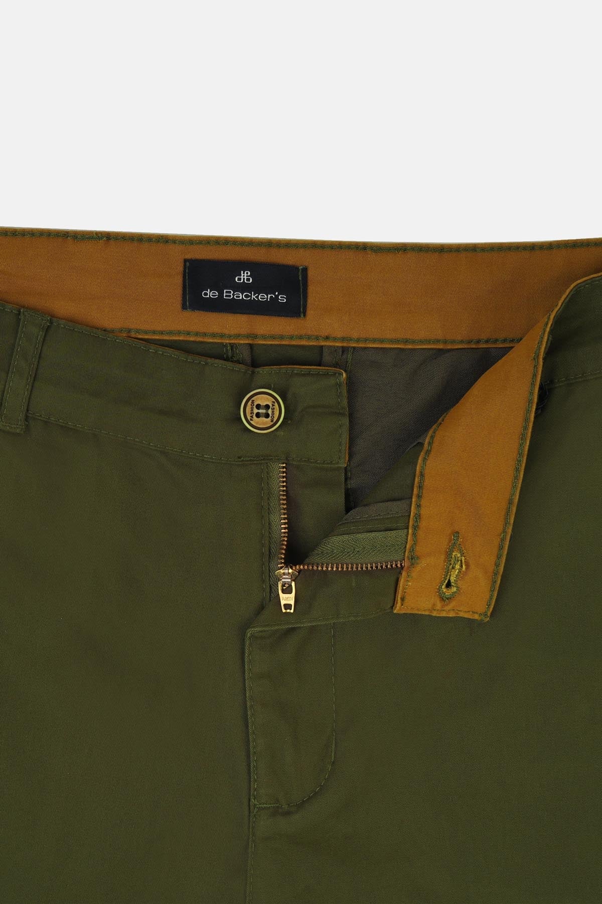 Chino Twill Cotton & Elastic Moss green Gabardine Pant - 2