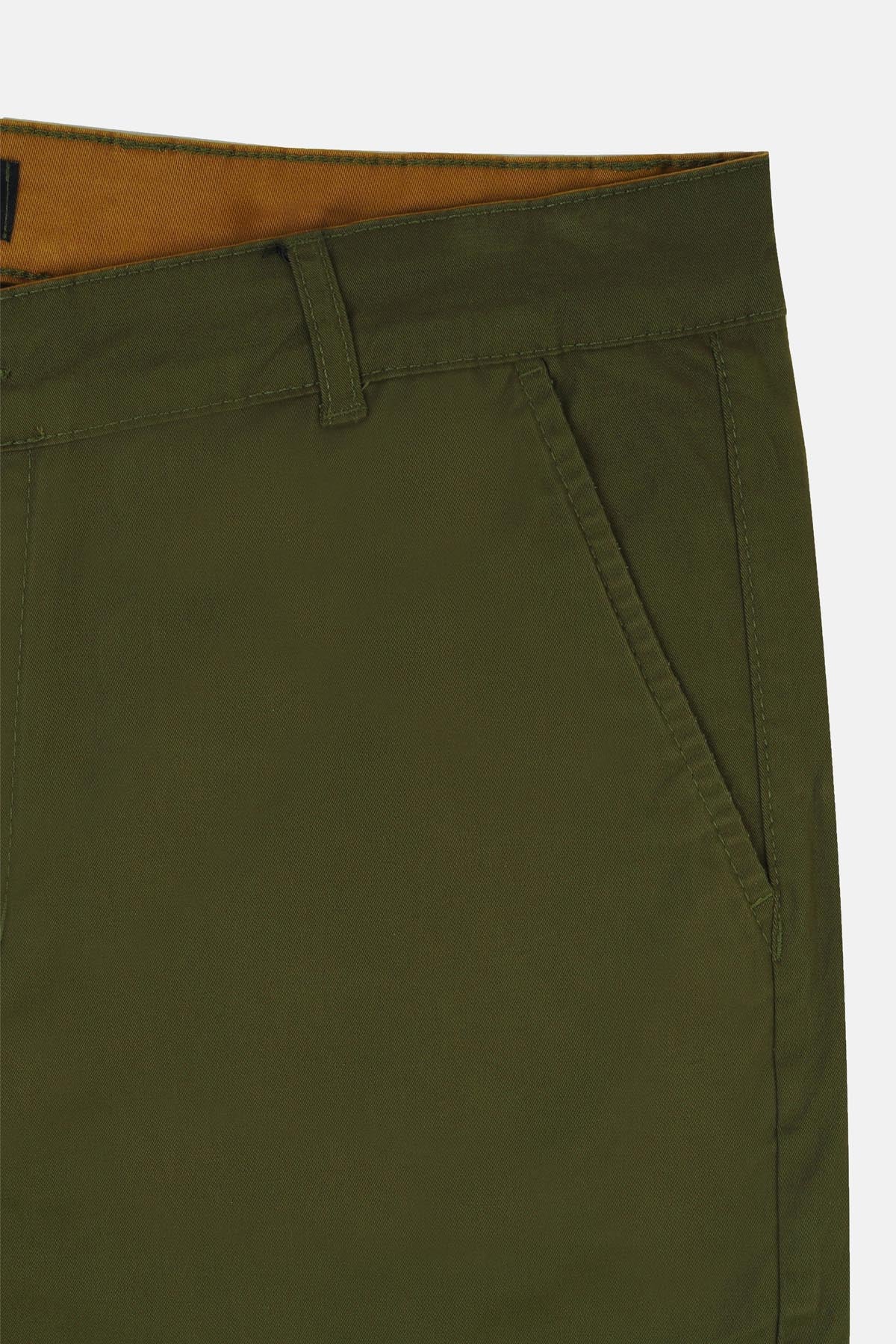 Chino Twill Cotton & Elastic Moss green Gabardine Pant