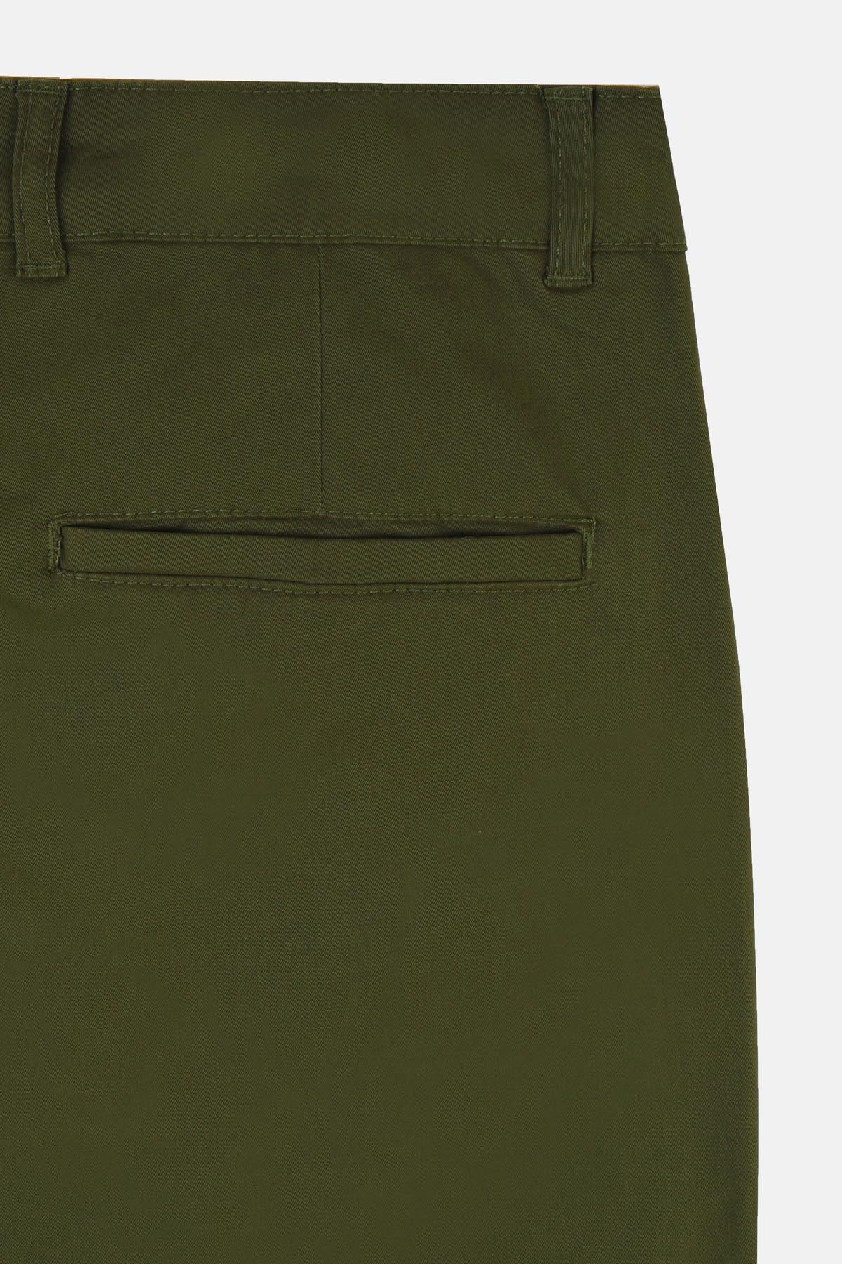 Chino Twill Cotton & Elastic Moss green Gabardine Pant