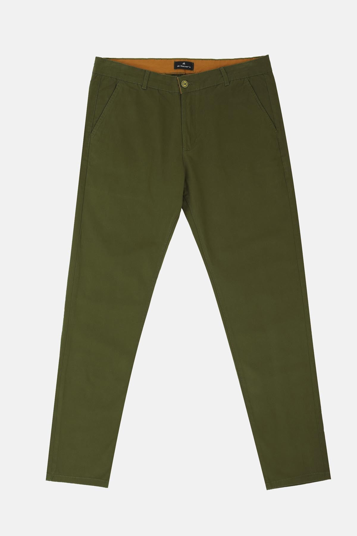 Chino Twill Cotton & Elastic Moss green Gabardine Pant