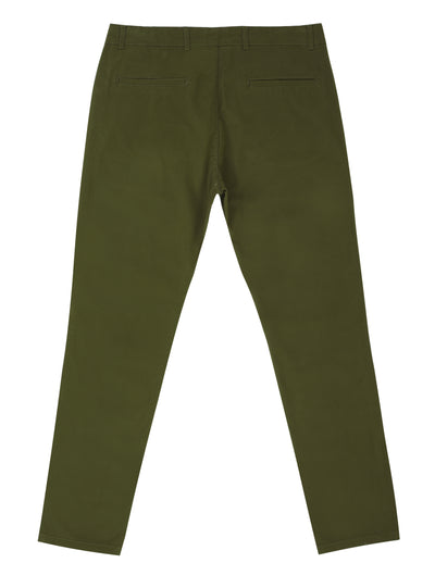 Chino Twill Cotton & Elastic Moss green Gabardine Pant