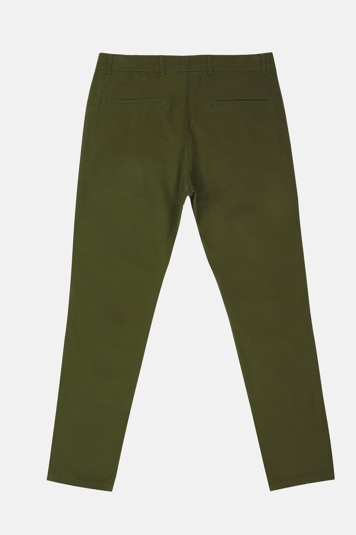 Chino Twill Cotton & Elastic Moss green Gabardine Pant