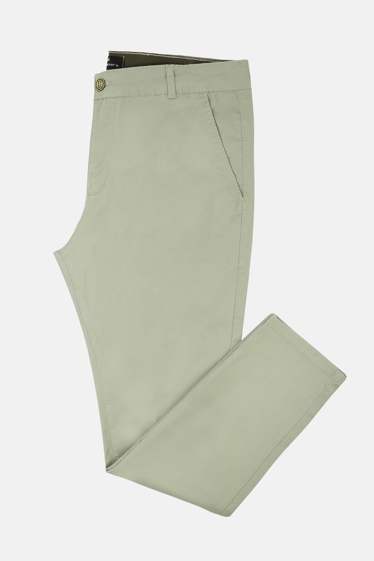 Chino Twill Cotton & Elastic Sage Green Gabardine Pant