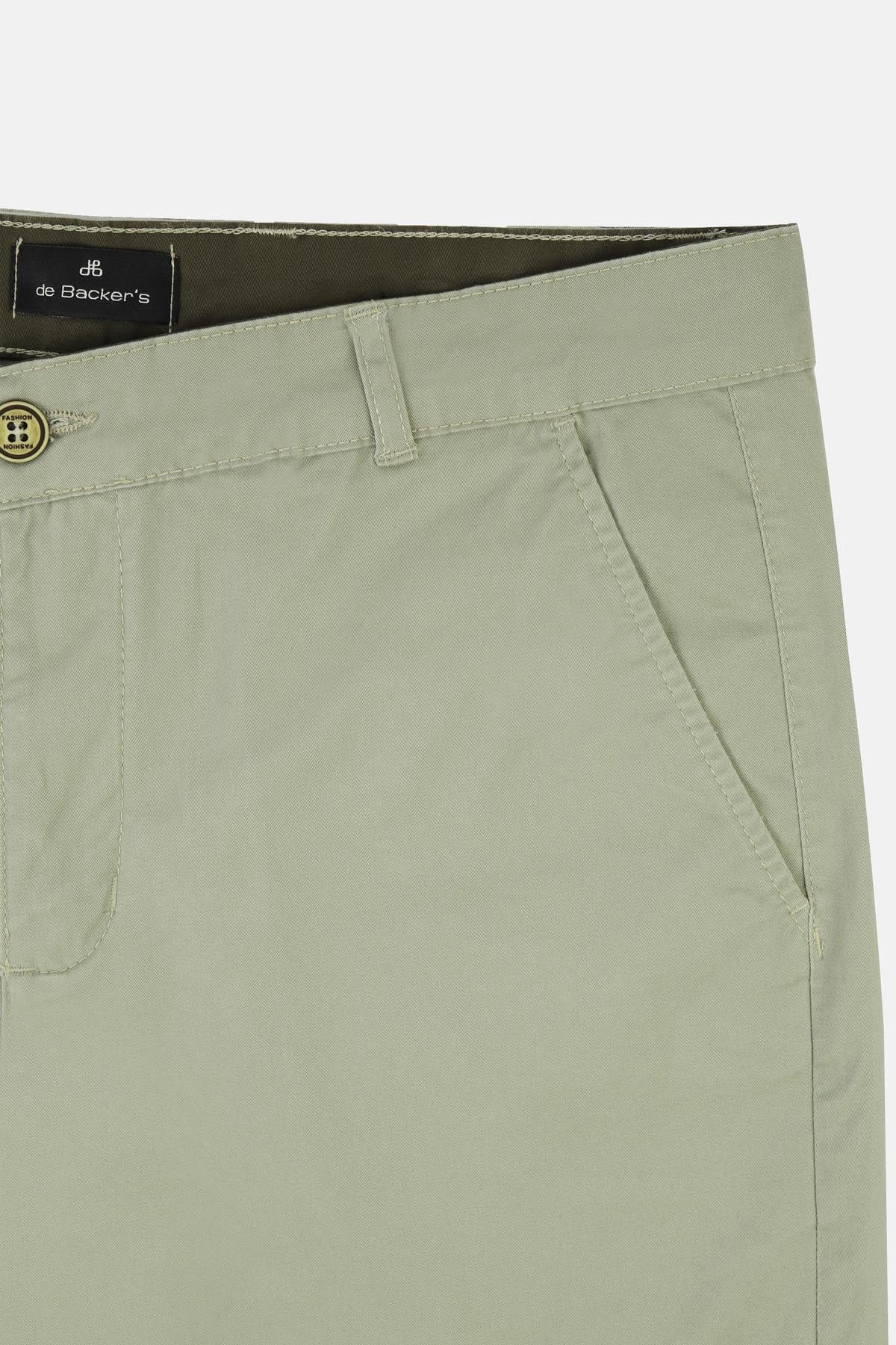 Chino Twill Cotton & Elastic Sage Green Gabardine Pant