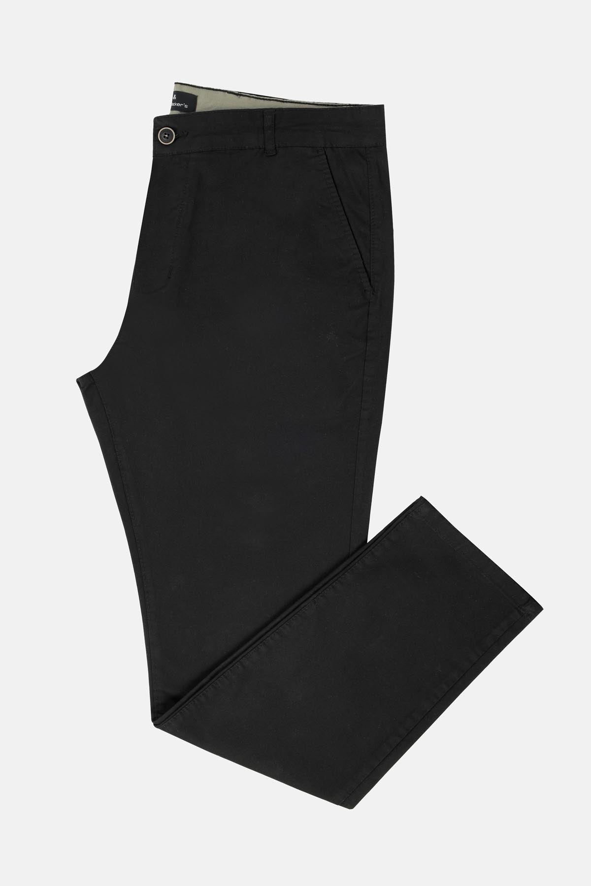 Chino Twill Cotton & Elastic Black Gabardine Pant