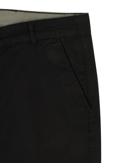 Chino Twill Cotton & Elastic Black Gabardine Pant
