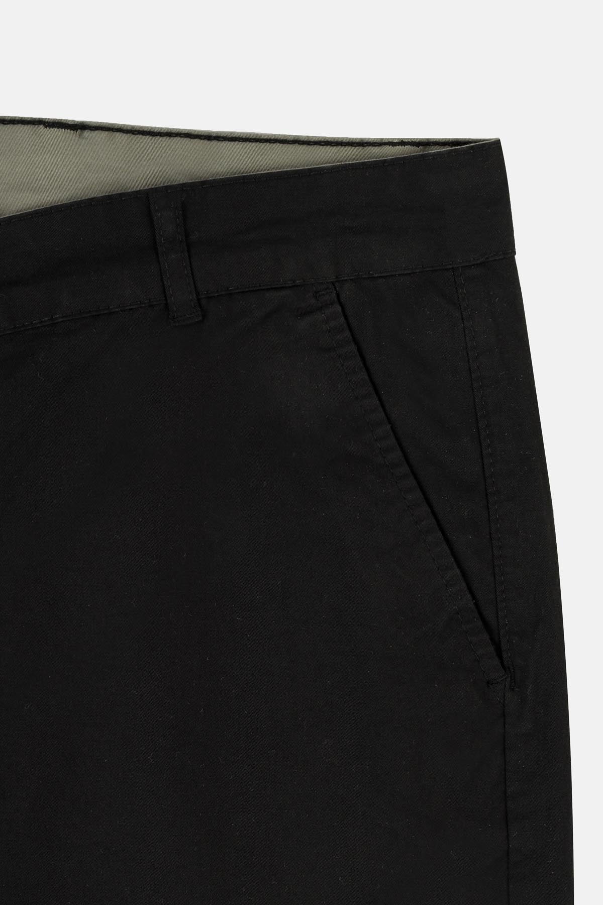 Chino Twill Cotton & Elastic Black Gabardine Pant