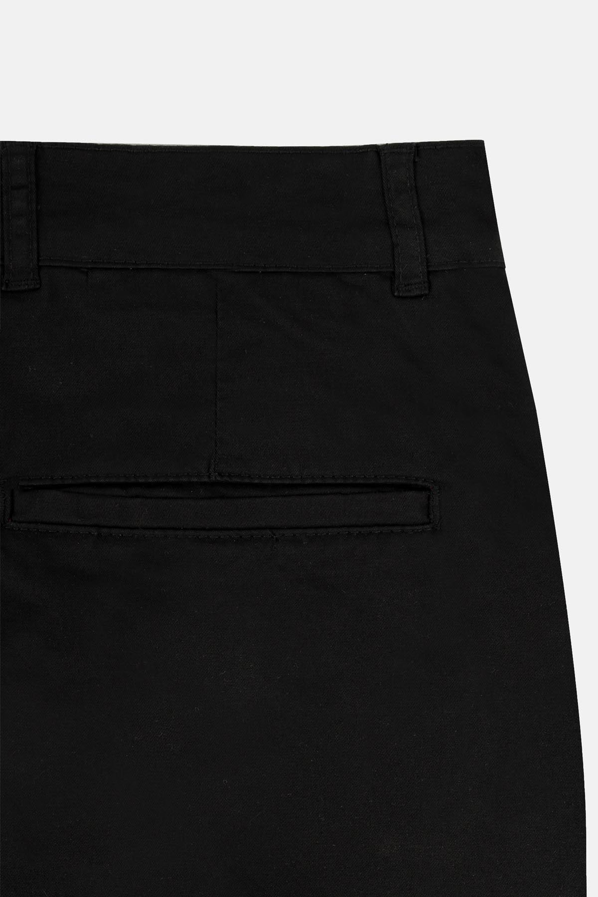 Chino Twill Cotton & Elastic Black Gabardine Pant