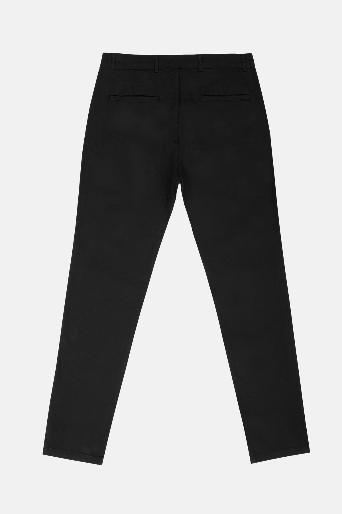 Chino Twill Cotton & Elastic Black Gabardine Pant