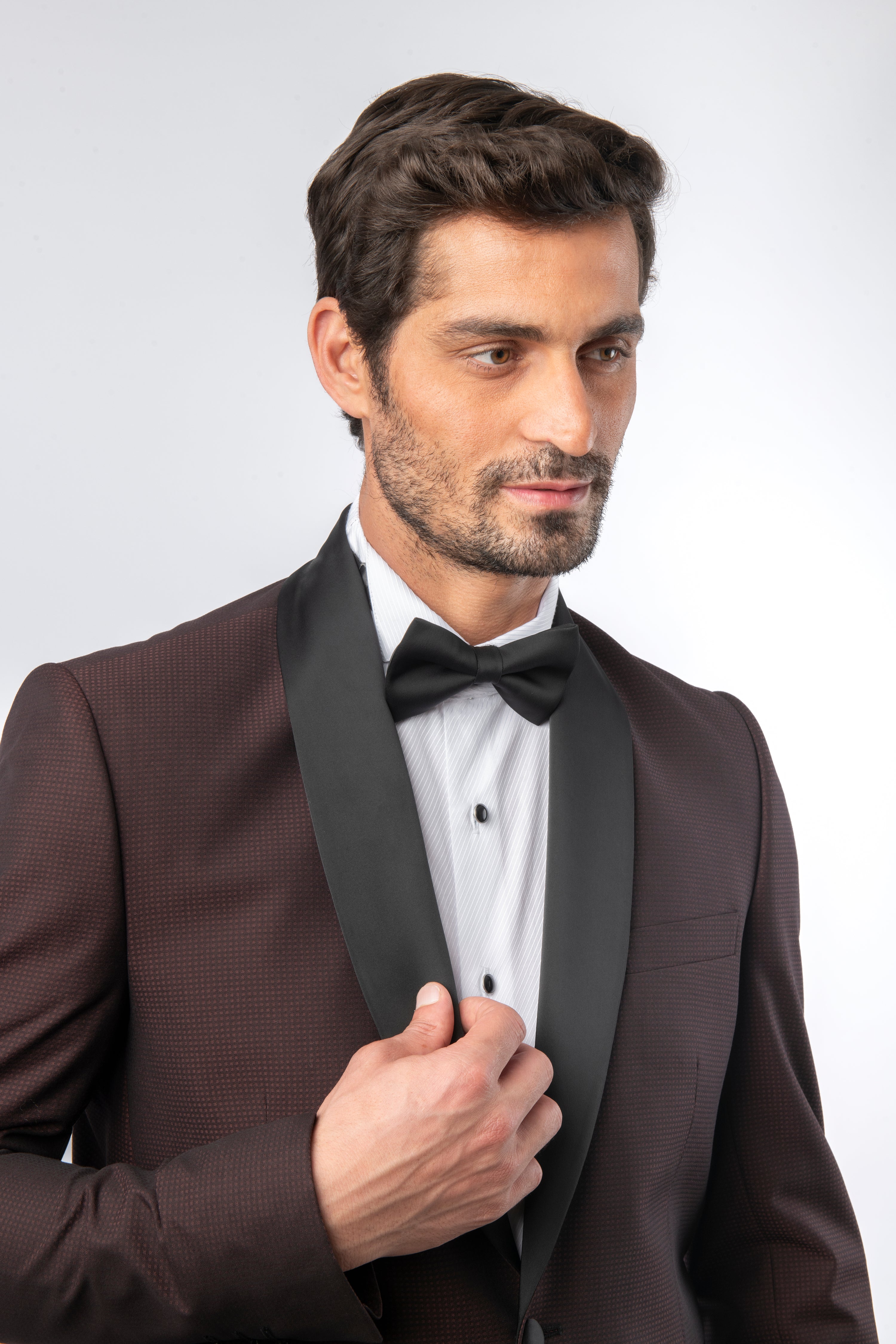 Dobby Shawl Lapel Super Slim Dark Red Tuxedo