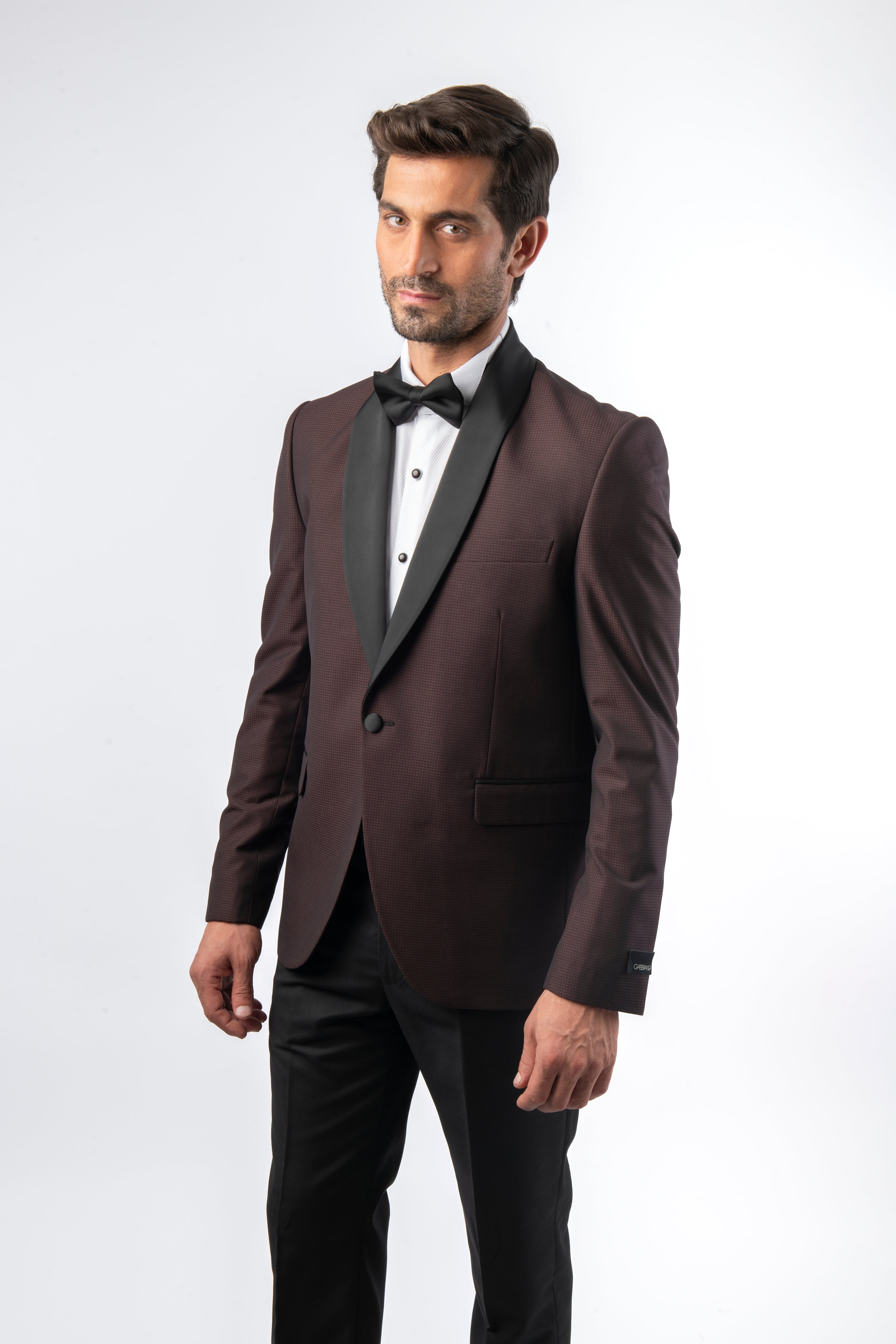 Dobby Shawl Lapel Super Slim Dark Red Tuxedo