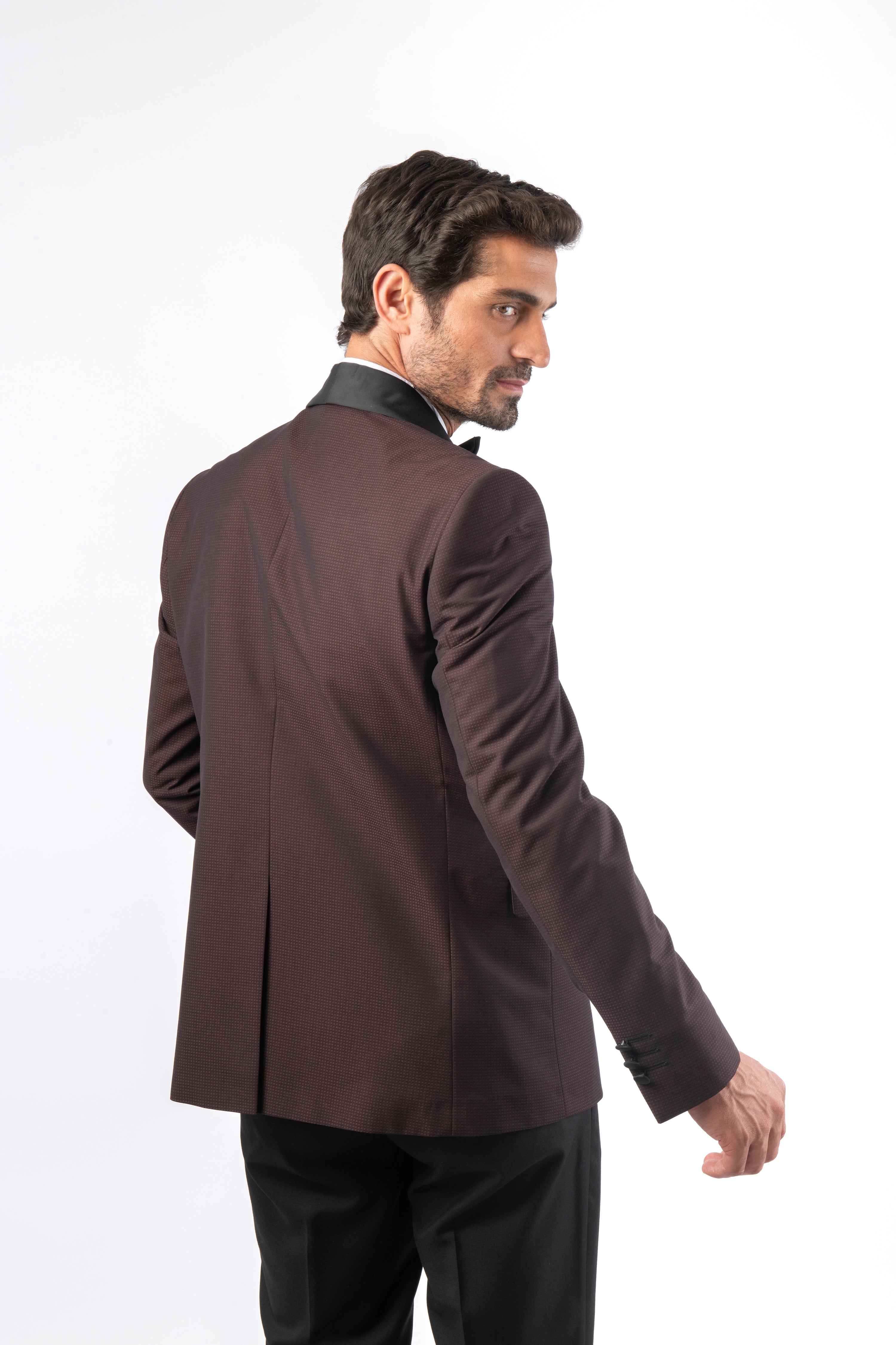 Dobby Shawl Lapel Super Slim Dark Red Tuxedo