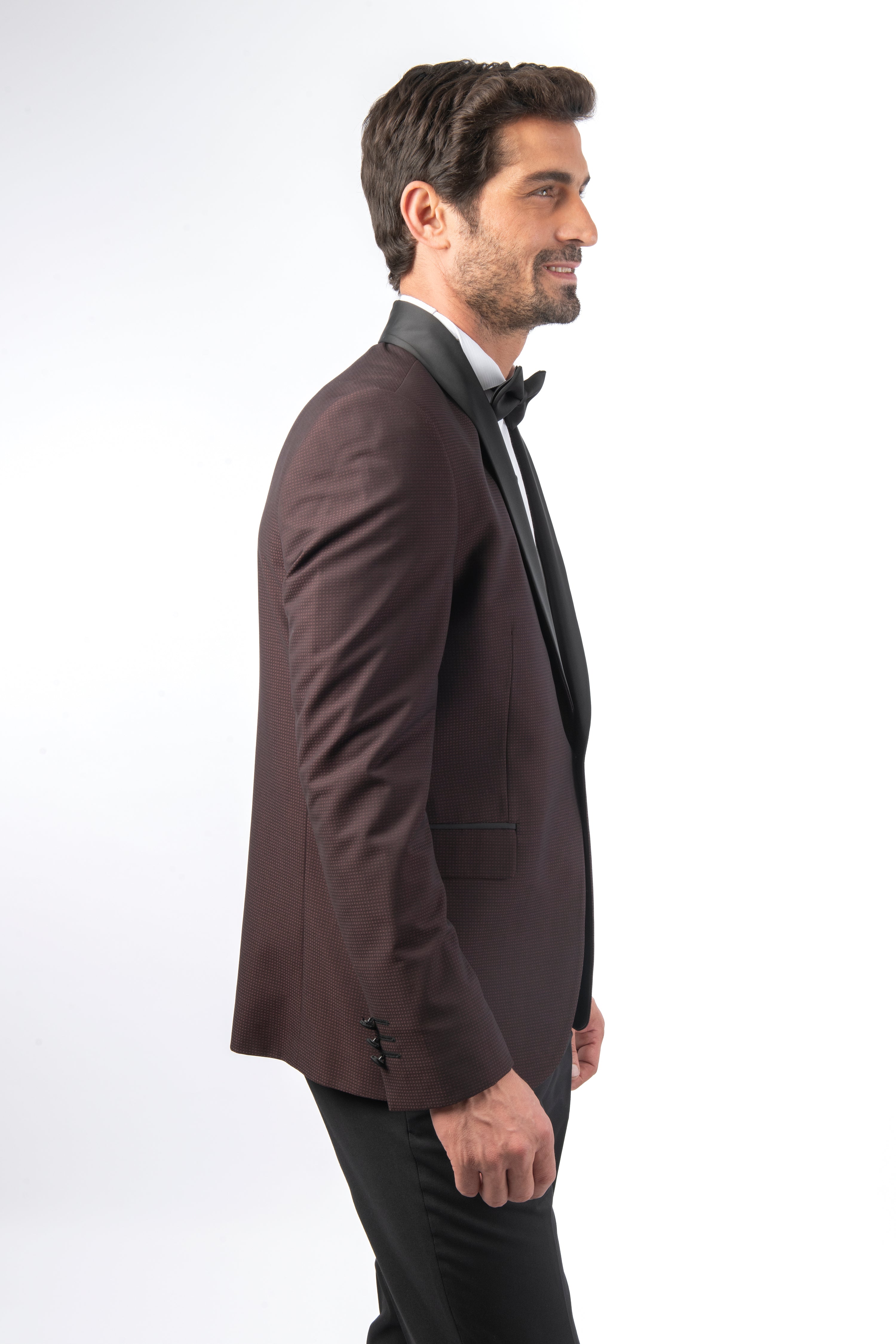 Dobby Shawl Lapel Super Slim Dark Red Tuxedo