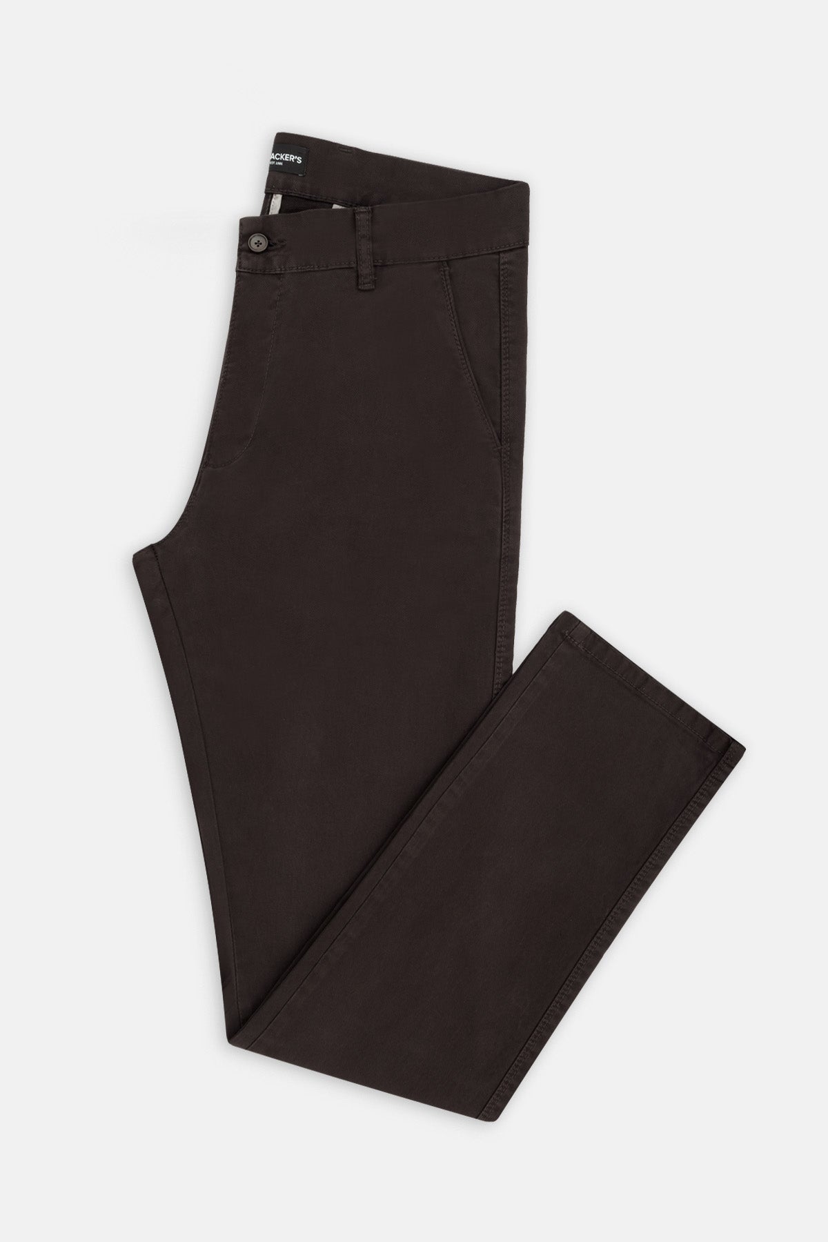 Pique Burnt Brown Chino Gabardine Pant - 1