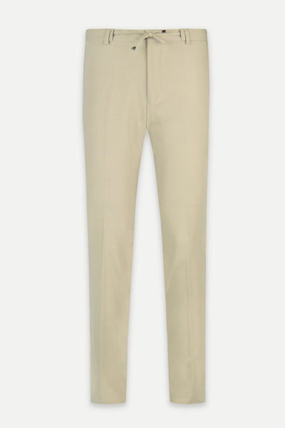 Laced-Up Flat front Dun Beige Chino smart casual trouser