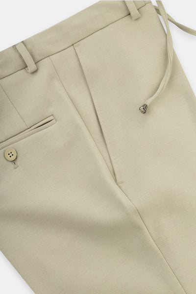 Laced-Up Flat front Dun Beige Chino smart casual trouser