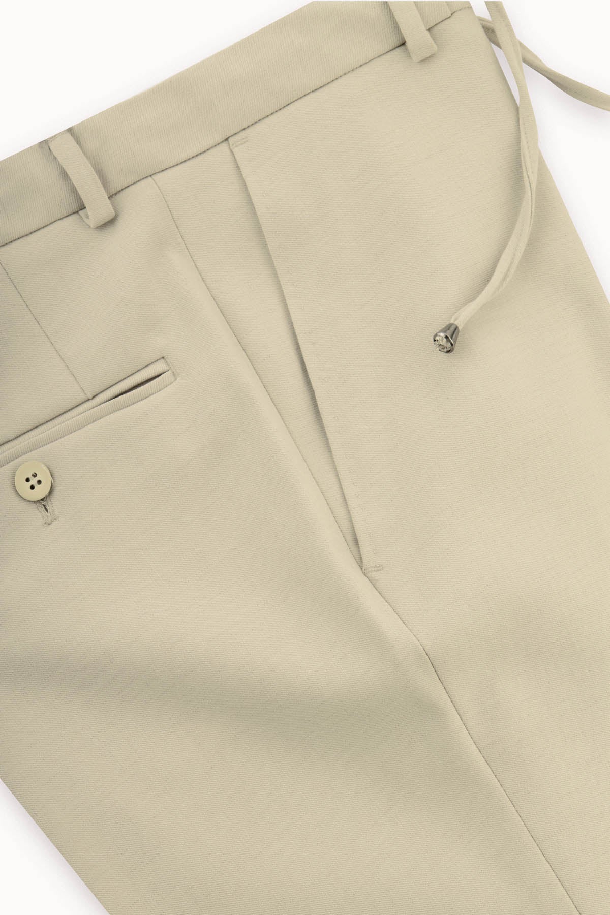 Laced-Up Flat front Dun Beige Chino smart casual trouser