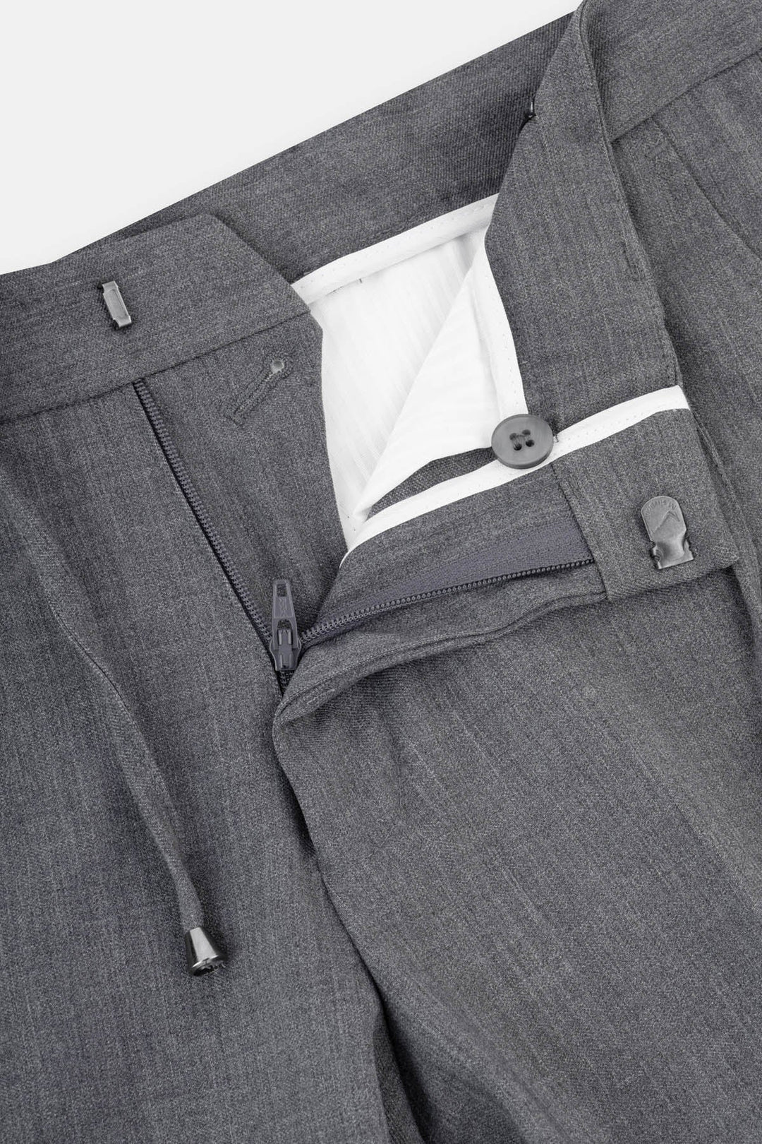 Laced-Up Flat front Dim Gray Chino Classic Pant - 3