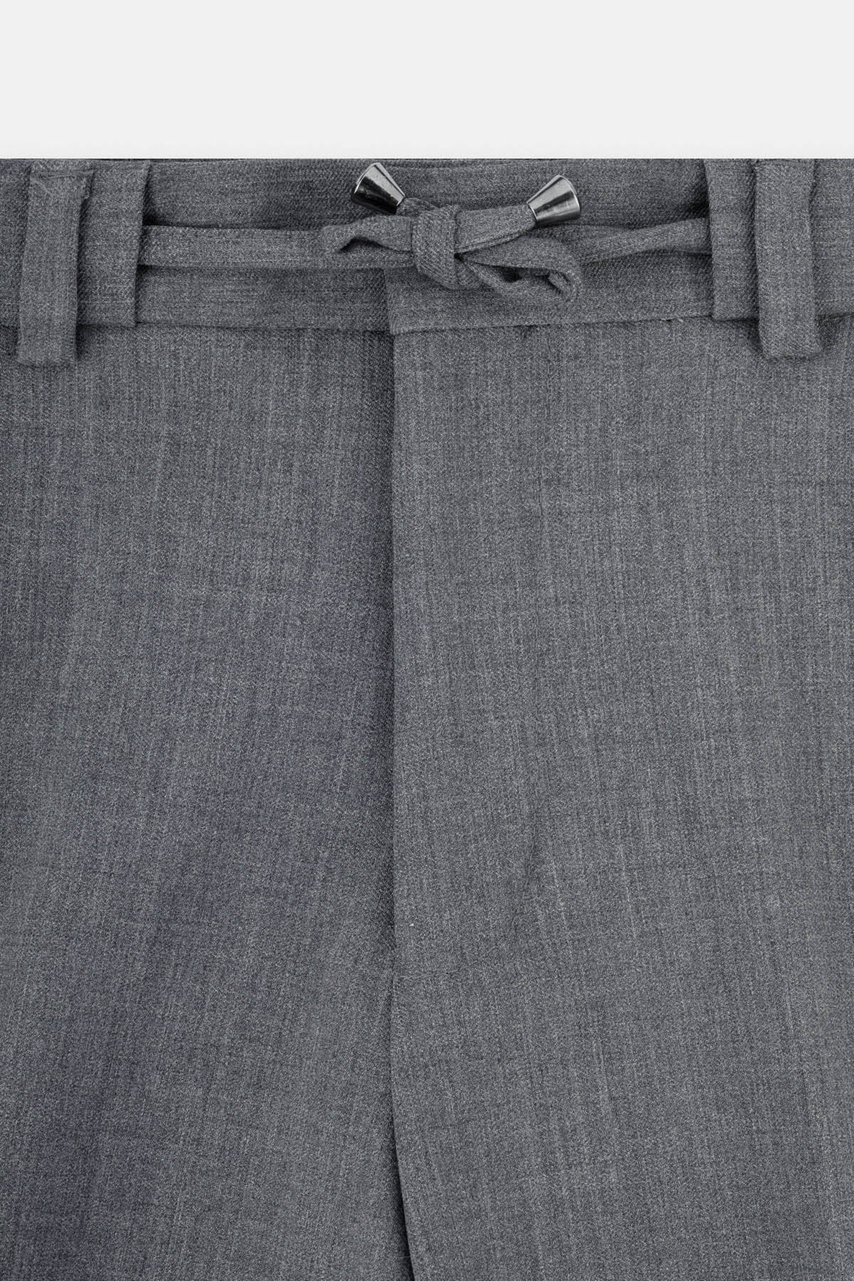 Laced-Up Flat front Dim Gray Chino Classic Pant