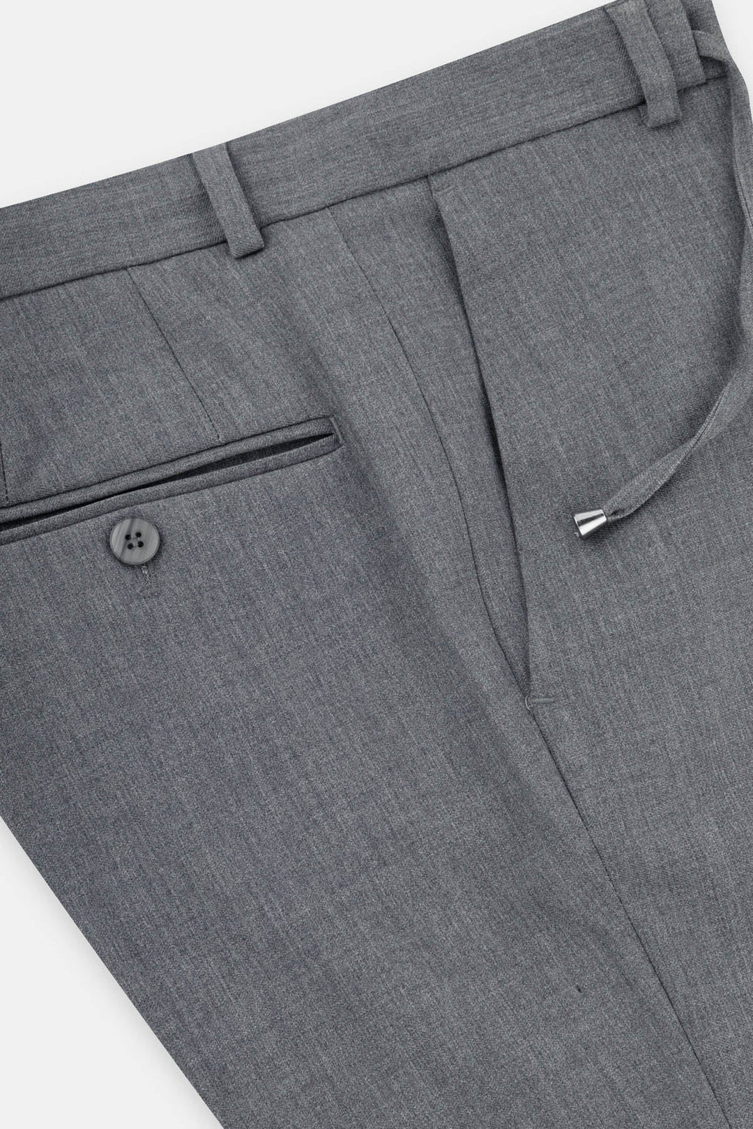 Laced-Up Flat front Dim Gray Chino Classic Pant - 4