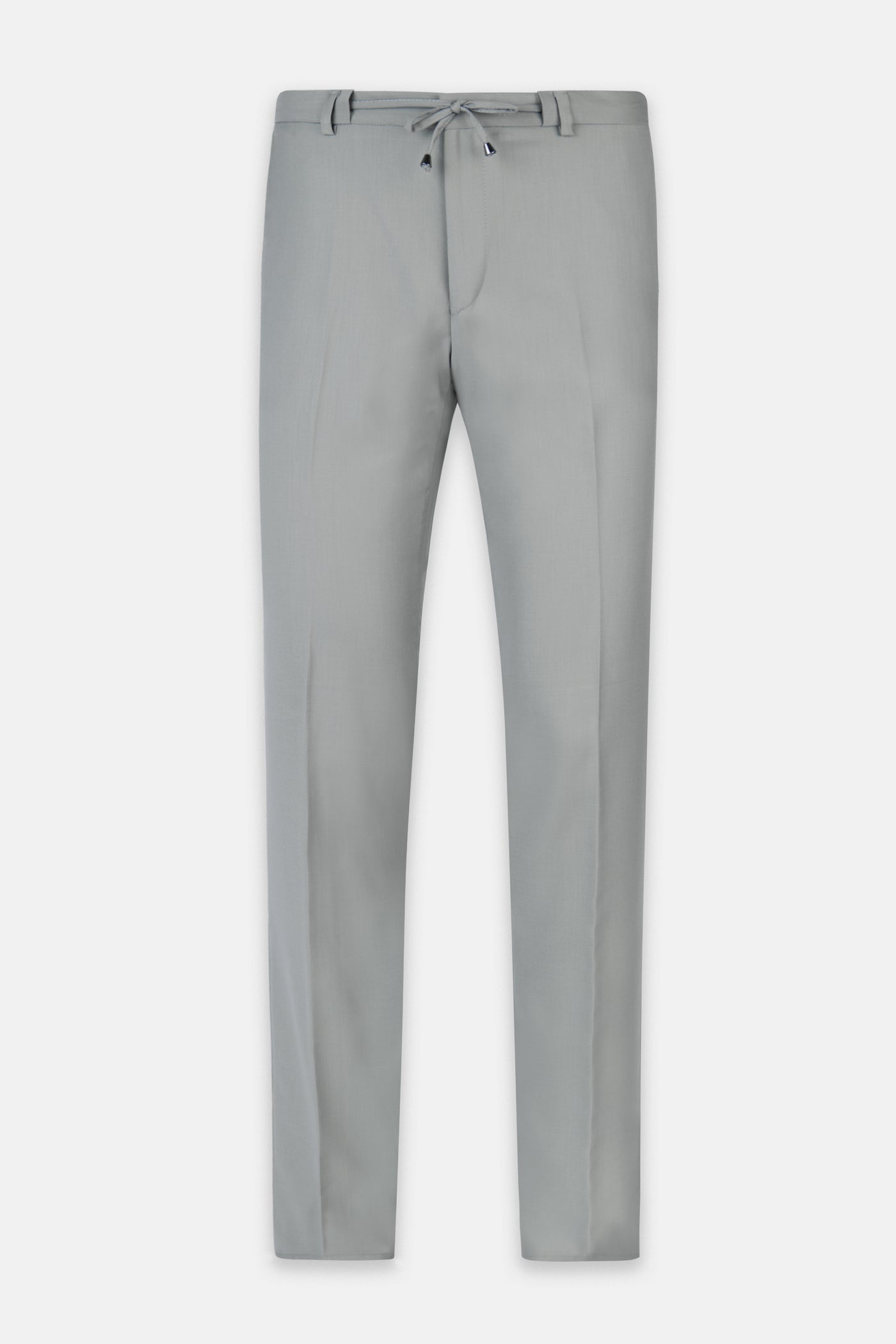 Laced-Up Flat front Gray Chino smart casual trouser