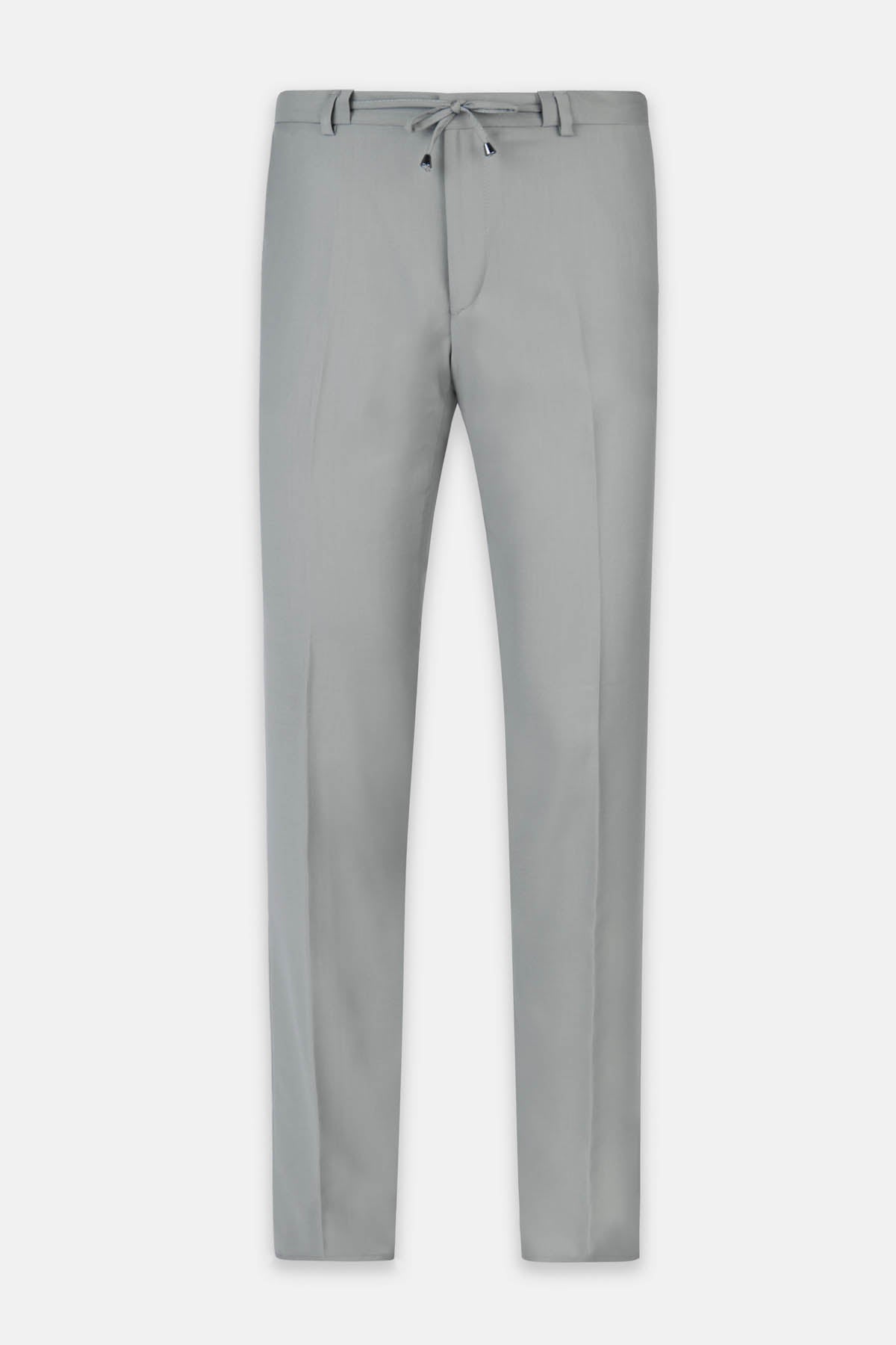 Laced-Up Flat front Gray Chino smart casual trouser - 1